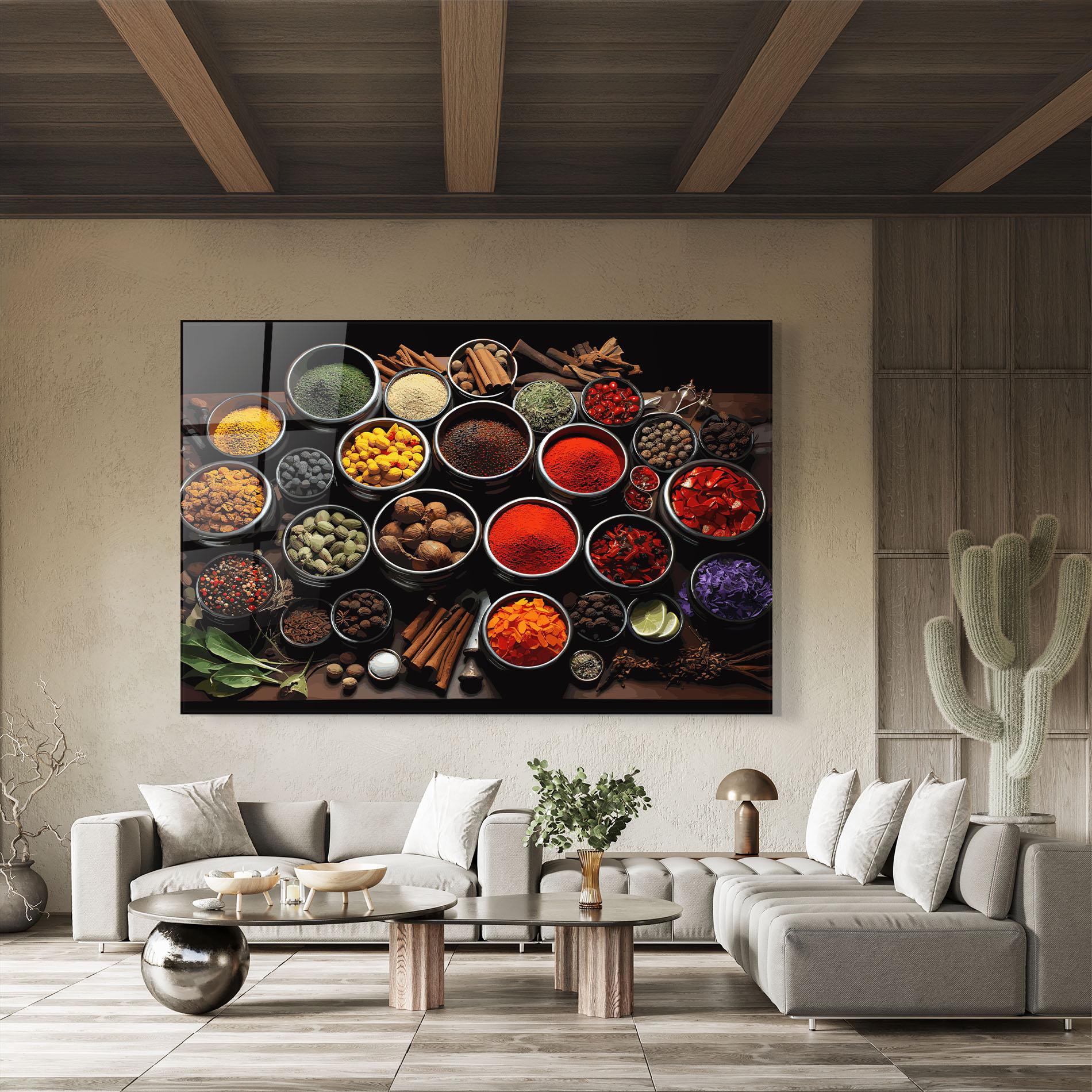 Стъклена картина Colorful Herbs Art mockup 8