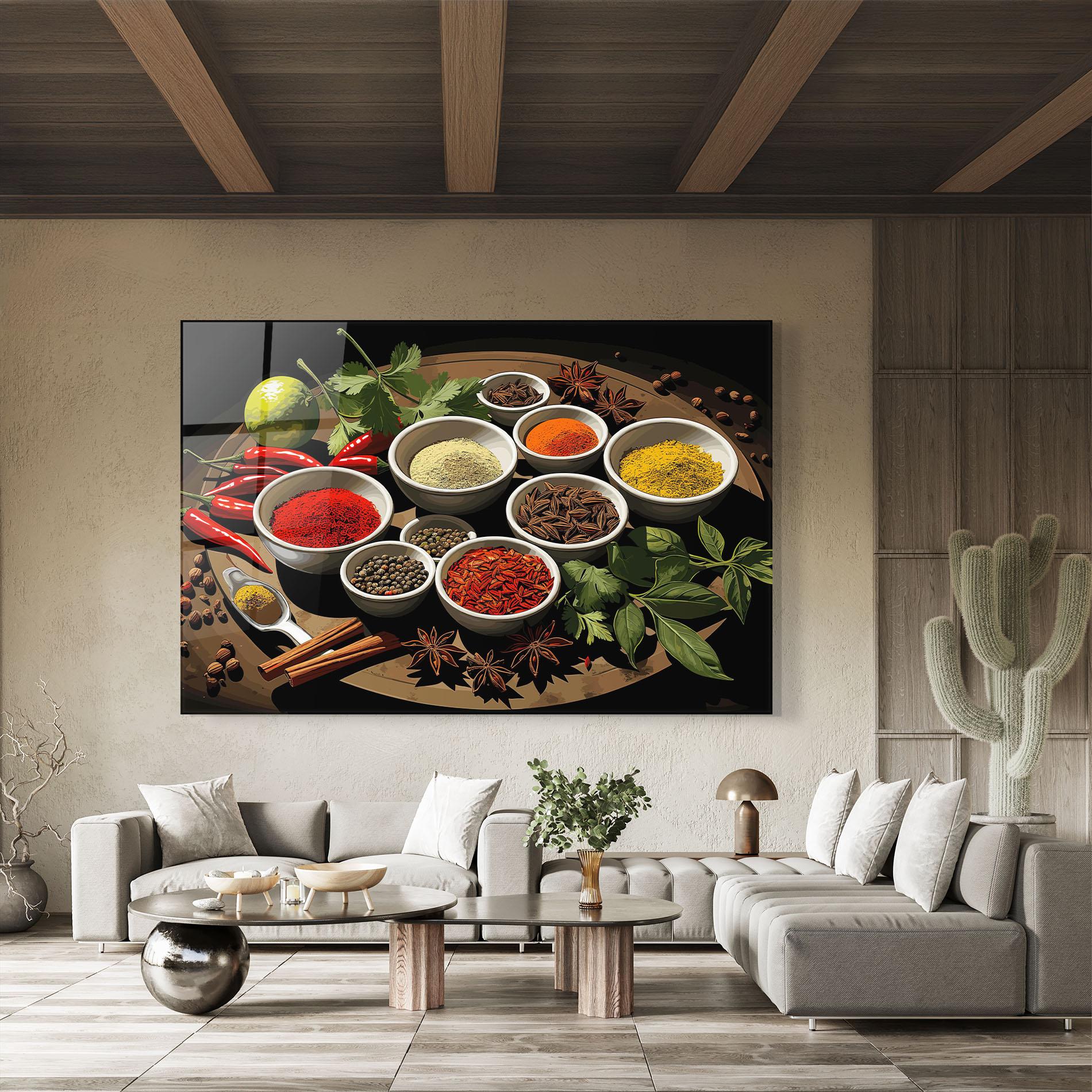 Стъклена картина Colorful Seasonings mockup 8