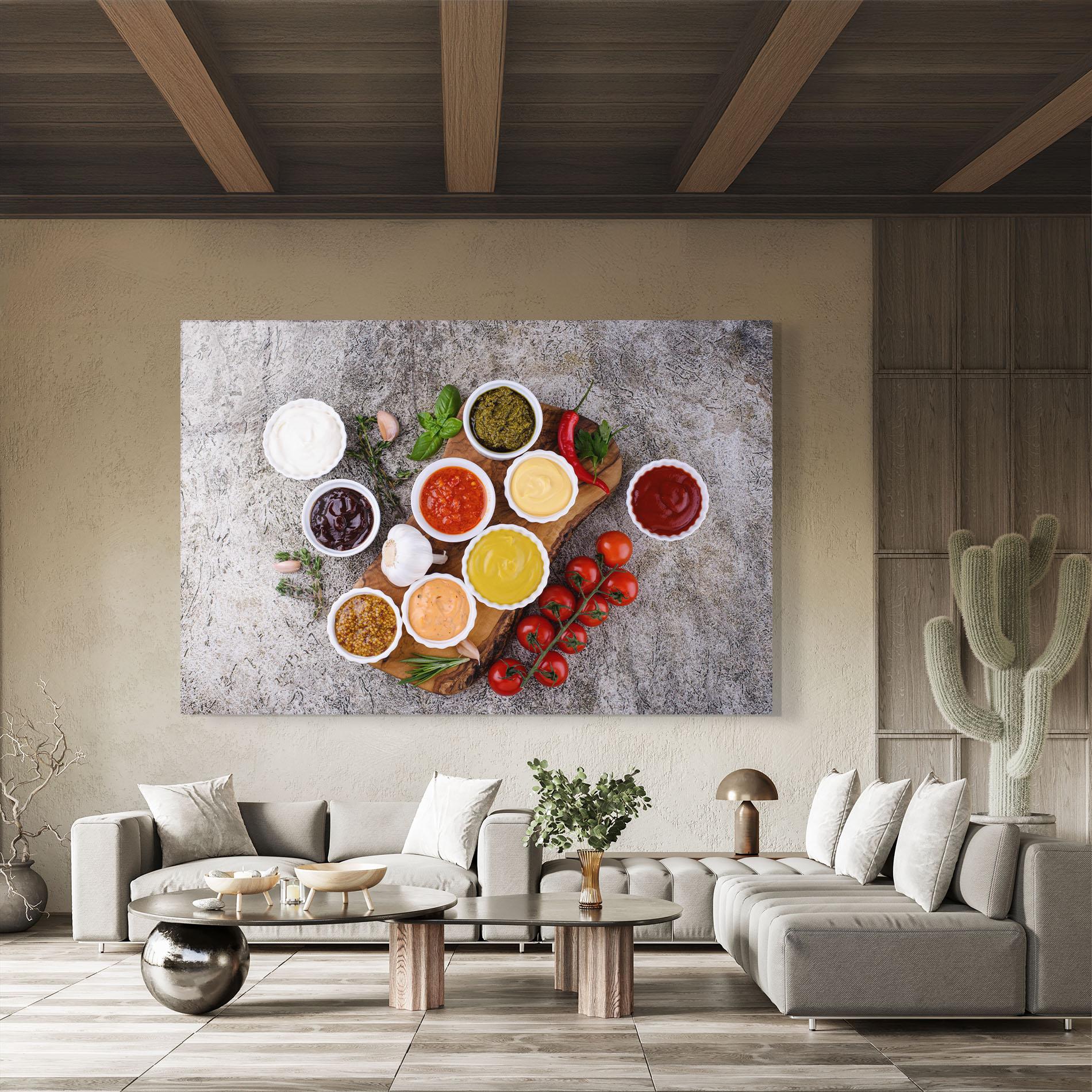 Стъклена картина Different Sauces mockup 8