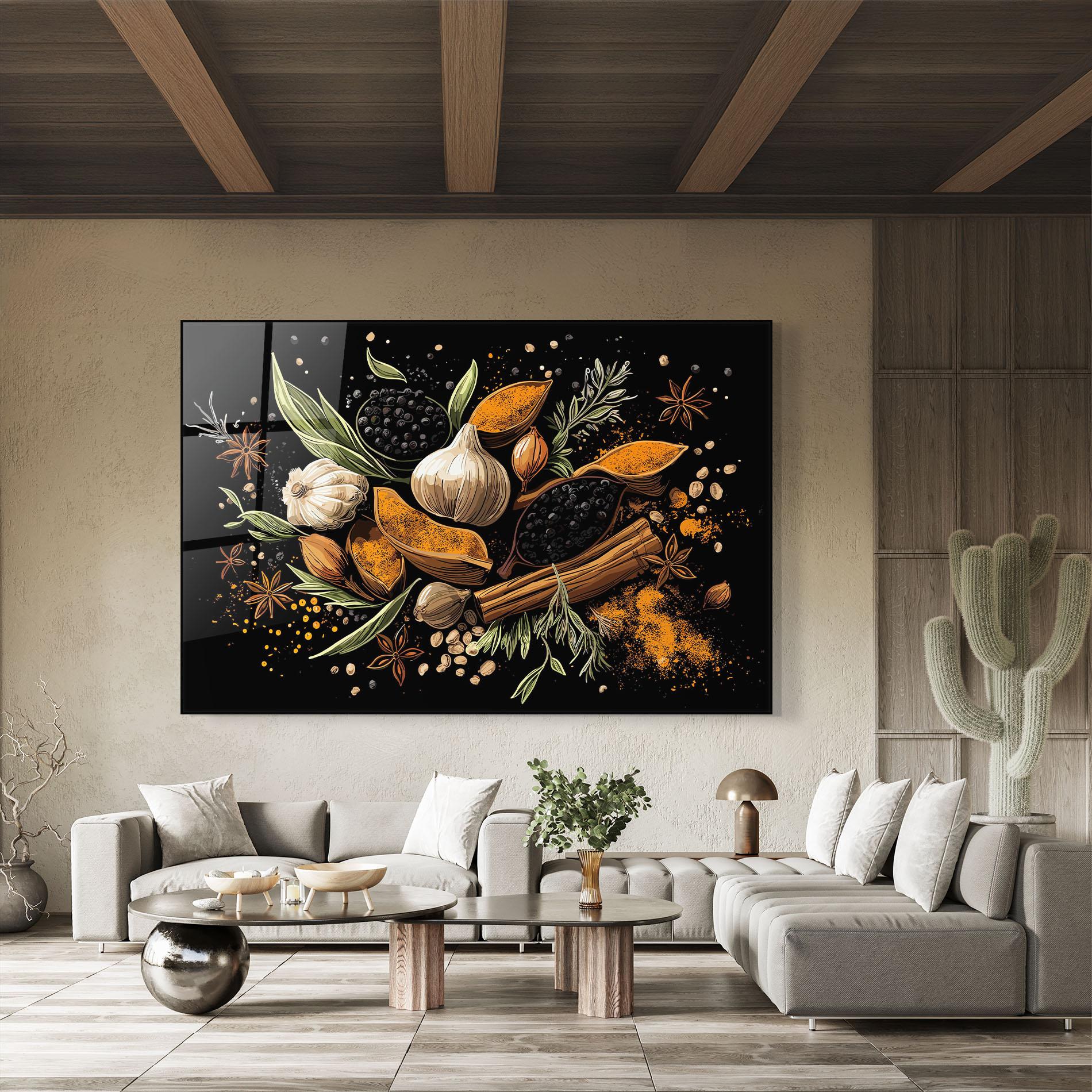 Стъклена картина Garlic And Spices mockup 8