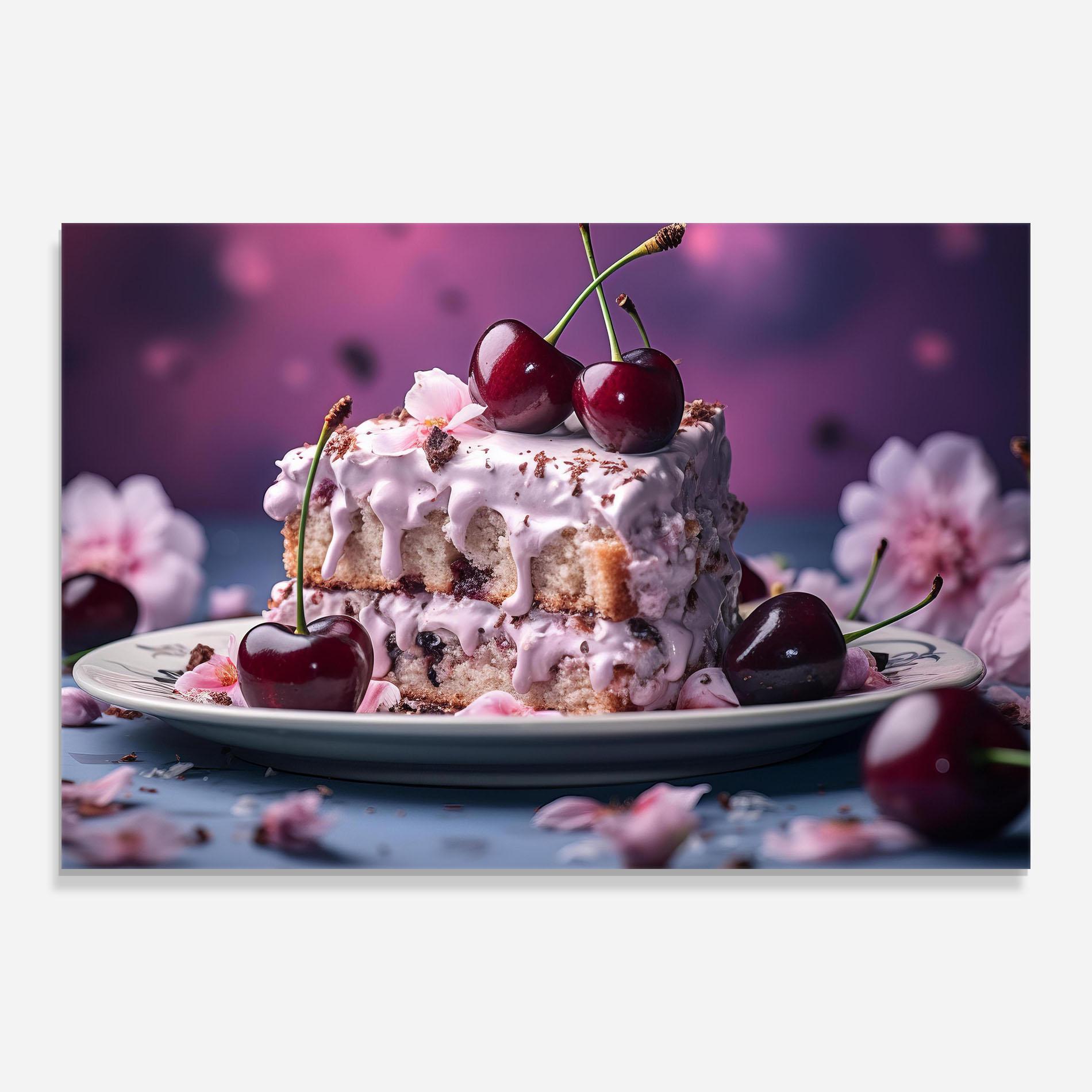 Стъклена картина Cherries Plate mockup 0