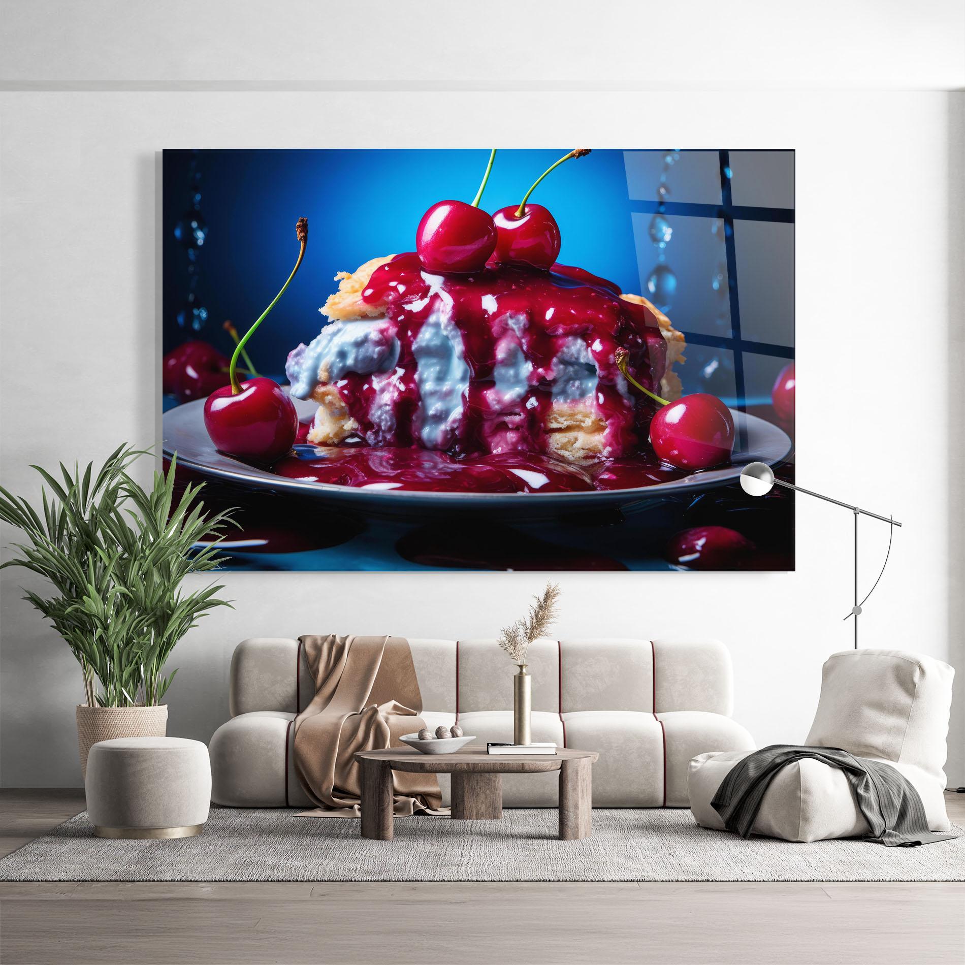 Стъклена картина Cake On Blue mockup 9