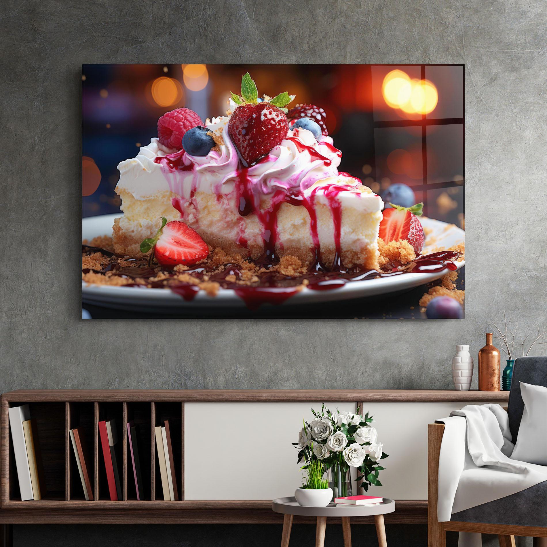 Стъклена картина Cheesecake Berries mockup 2