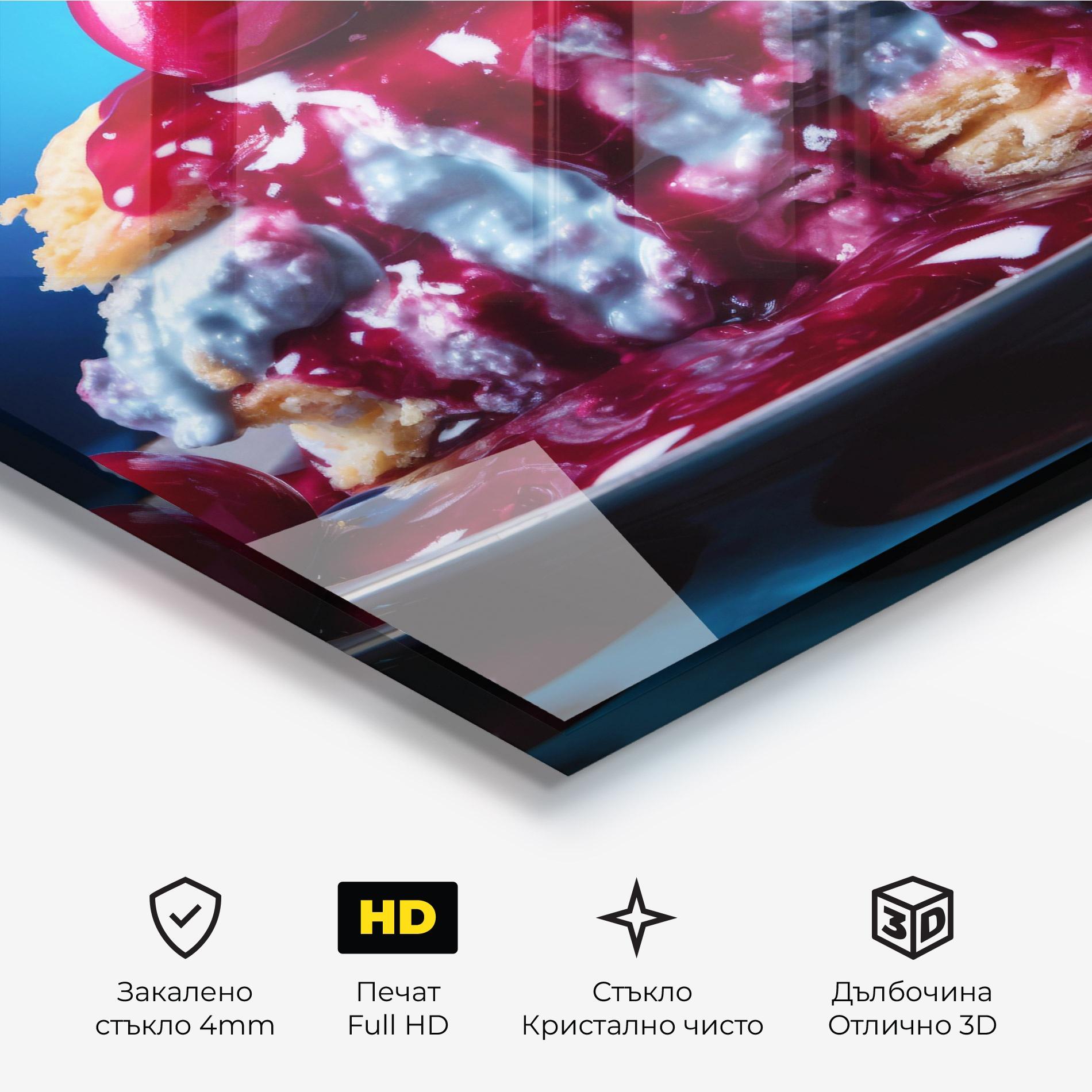 Стъклена картина Cake On Blue mockup 3