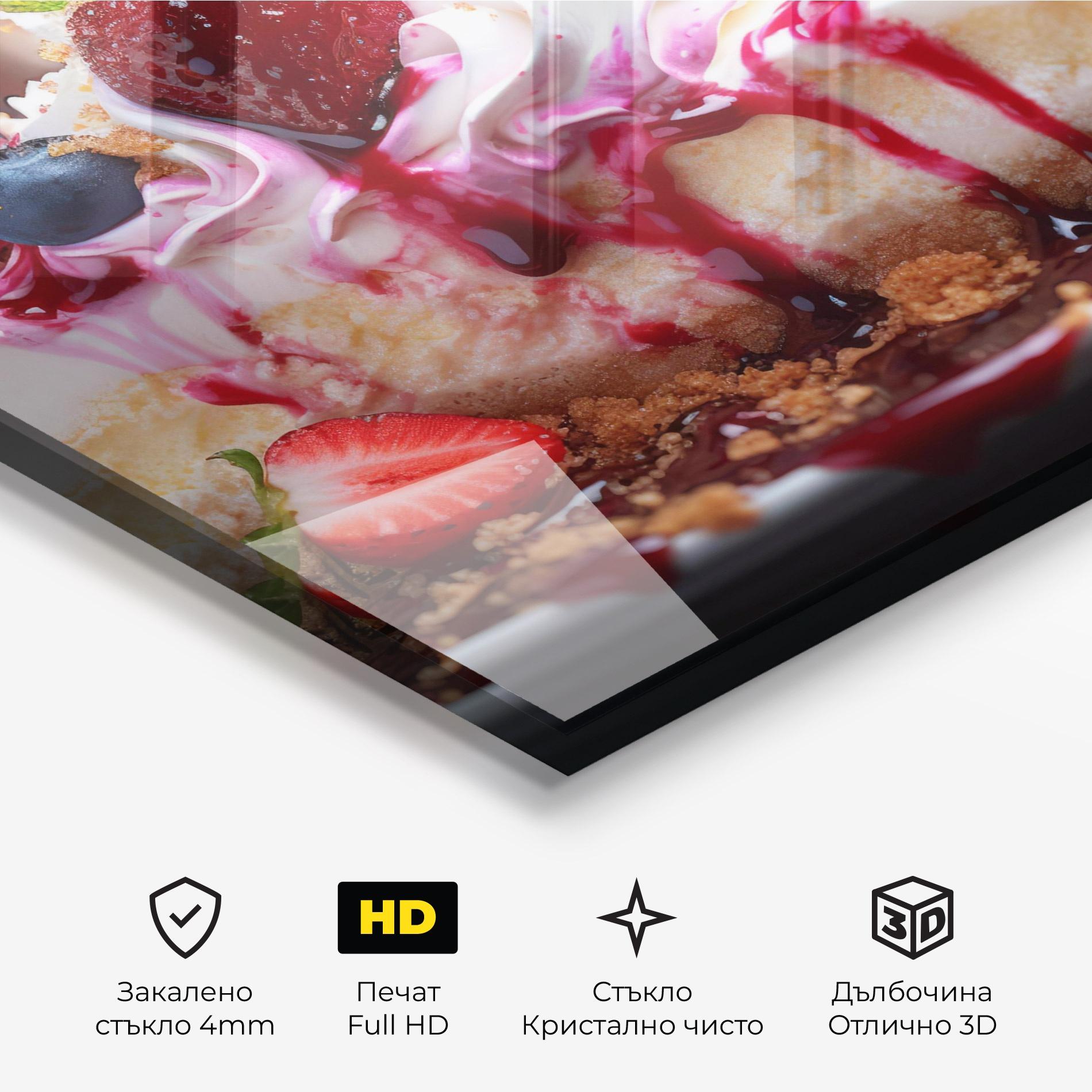 Стъклена картина Cheesecake Berries mockup 3