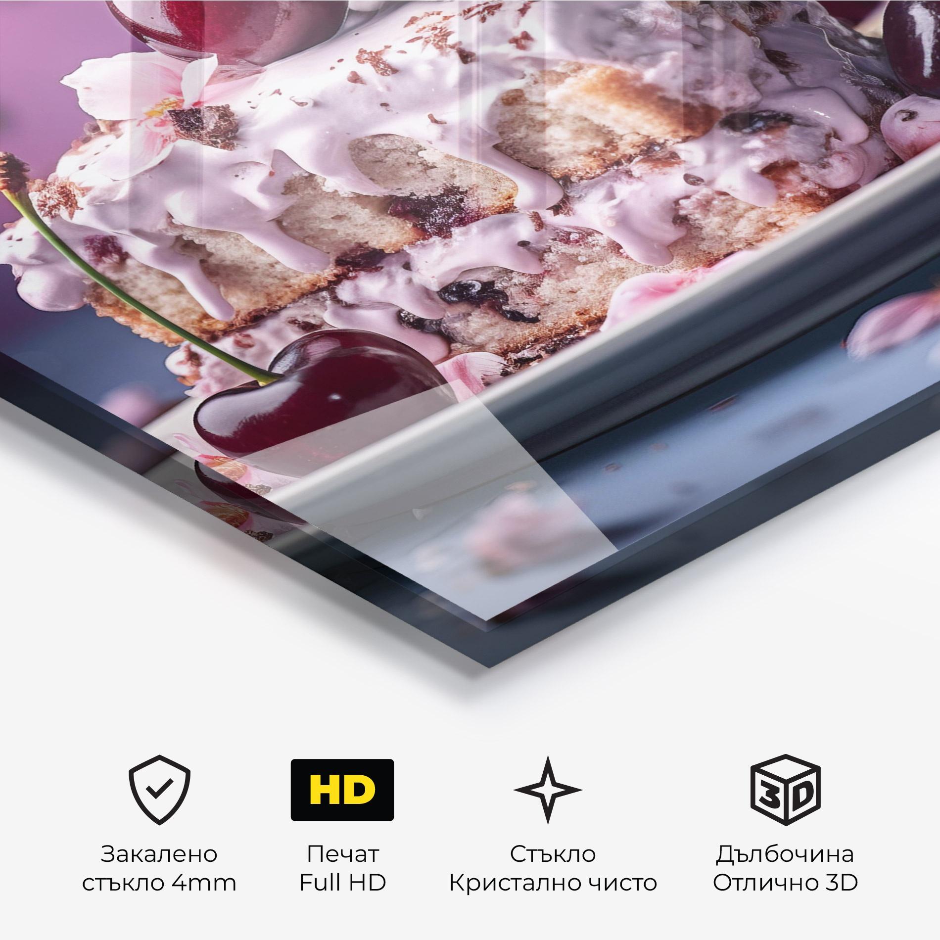 Стъклена картина Cherries Plate mockup 3