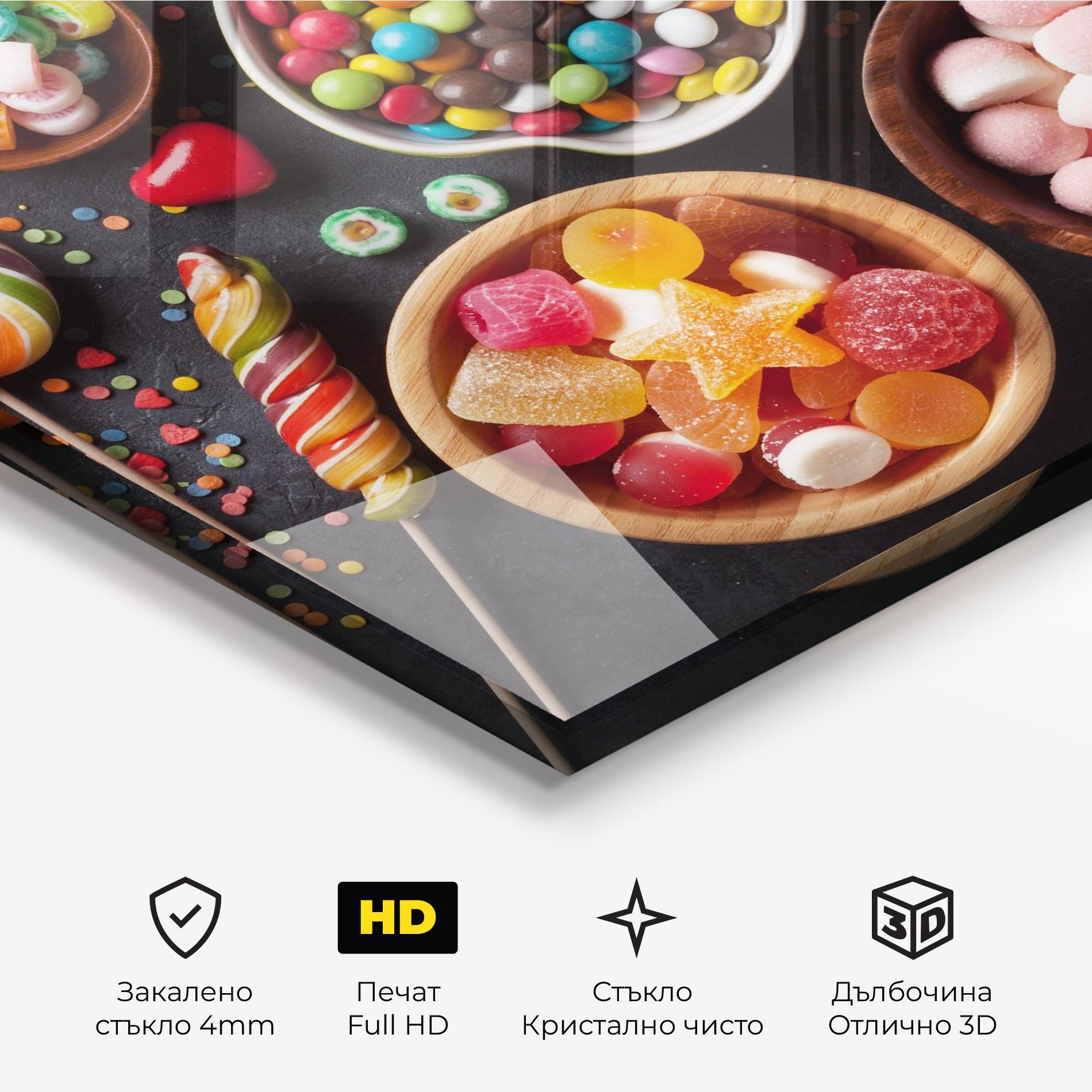 Стъклена картина Colorful Candies mockup 3