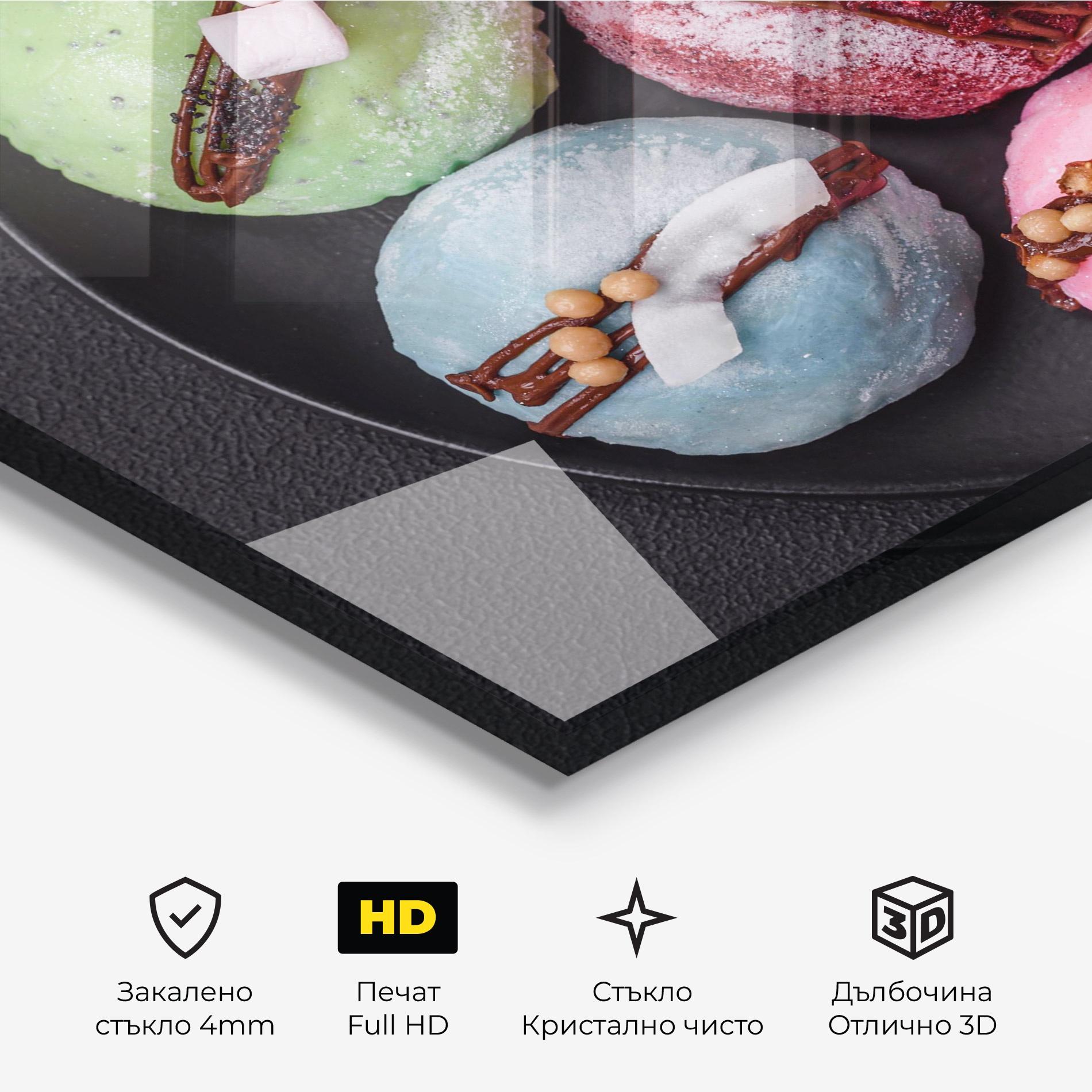 Стъклена картина Colorful Mochi Desserts mockup 3
