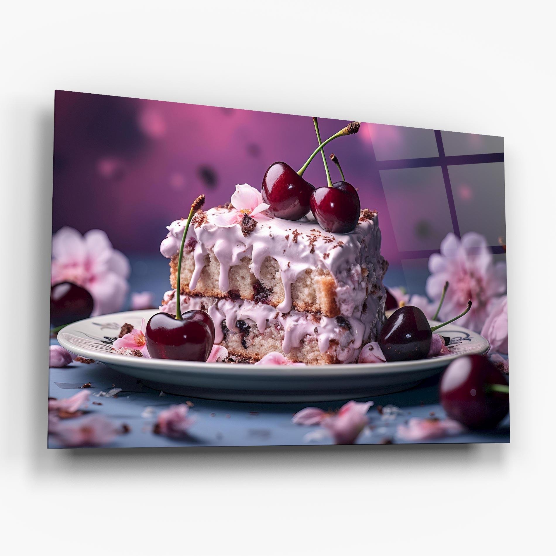 Стъклена картина Cherries Plate mockup 6
