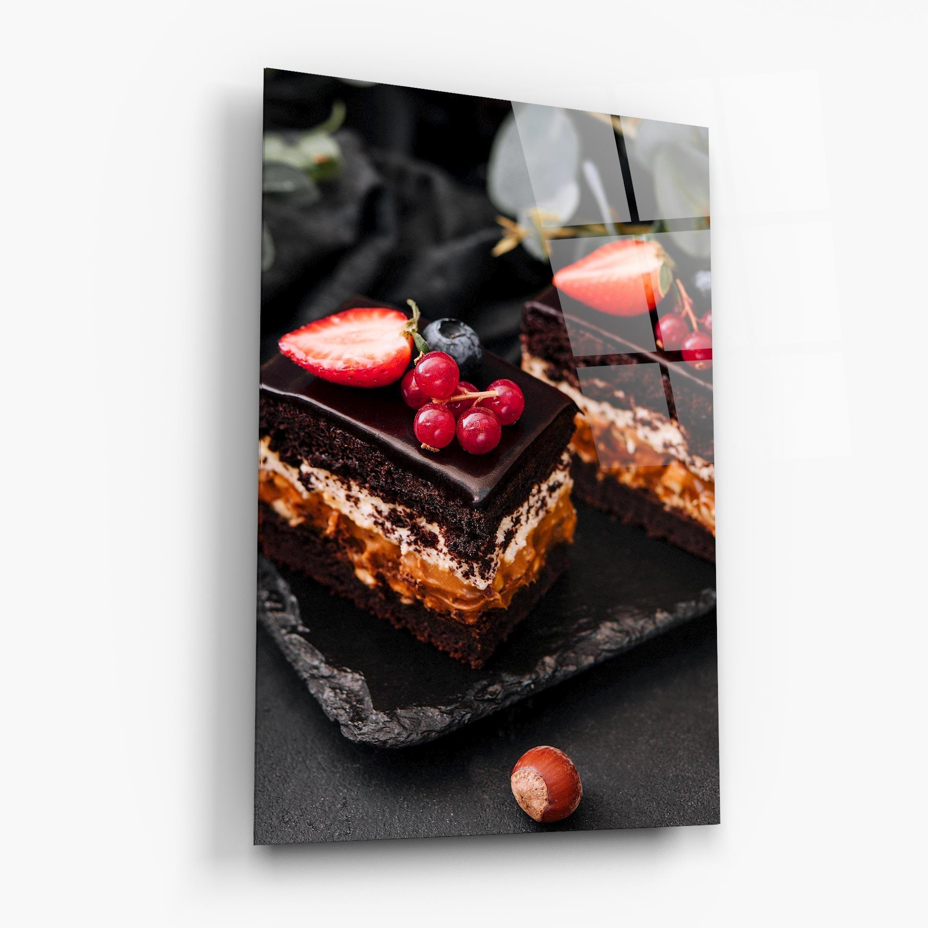 Стъклена картина Chocolate Berries Cake mockup 6