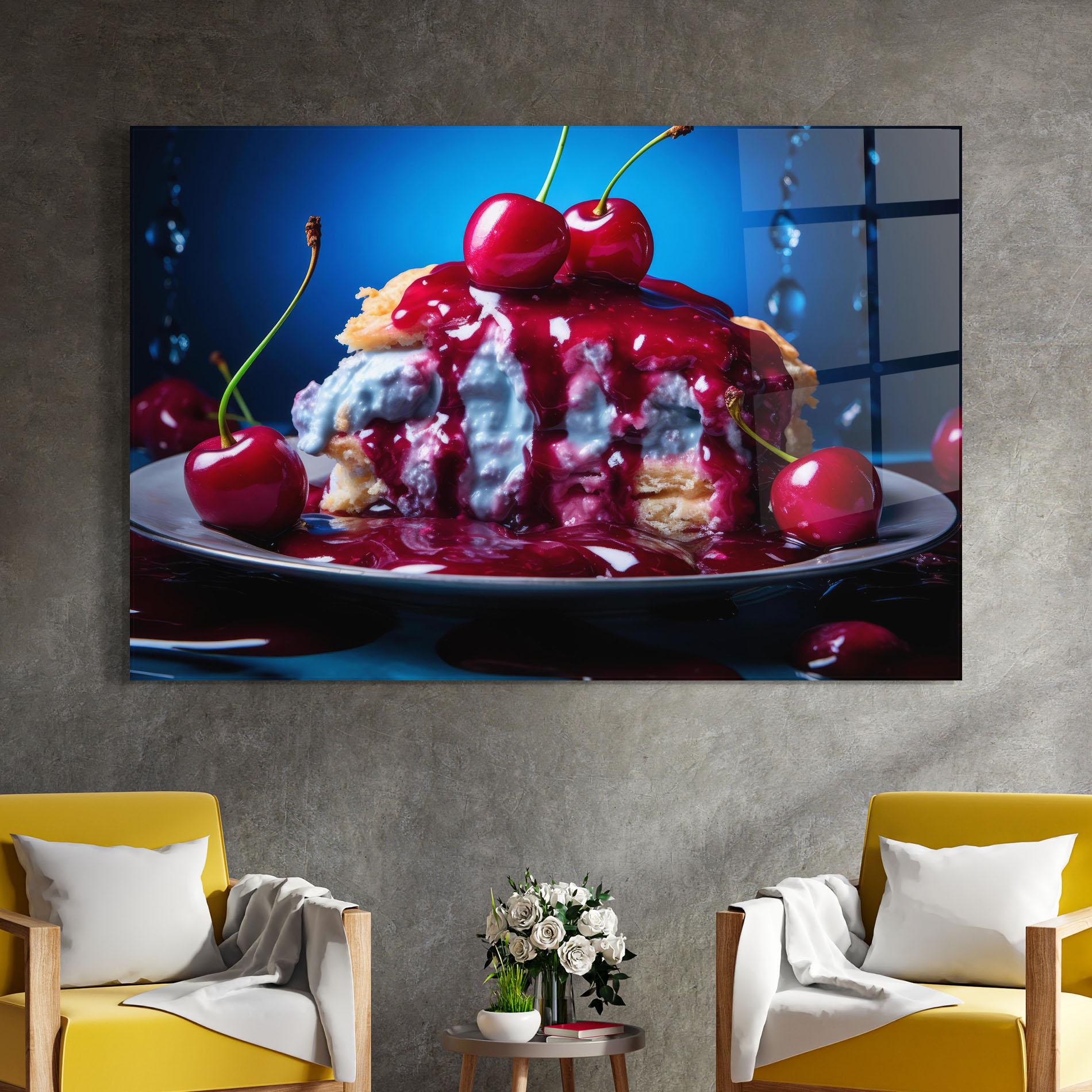 Стъклена картина Cake On Blue mockup 4