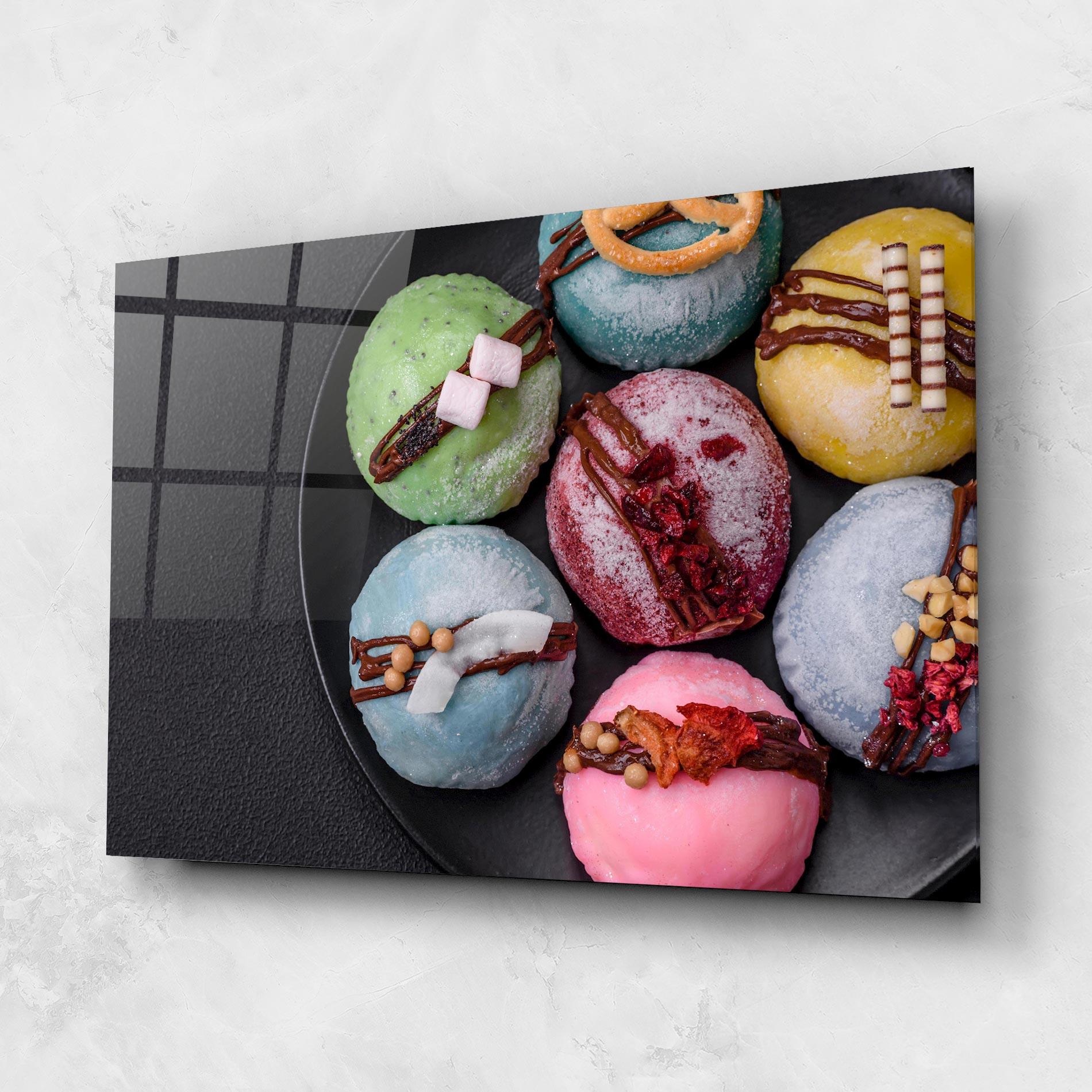 Стъклена картина Colorful Mochi Desserts mockup 1