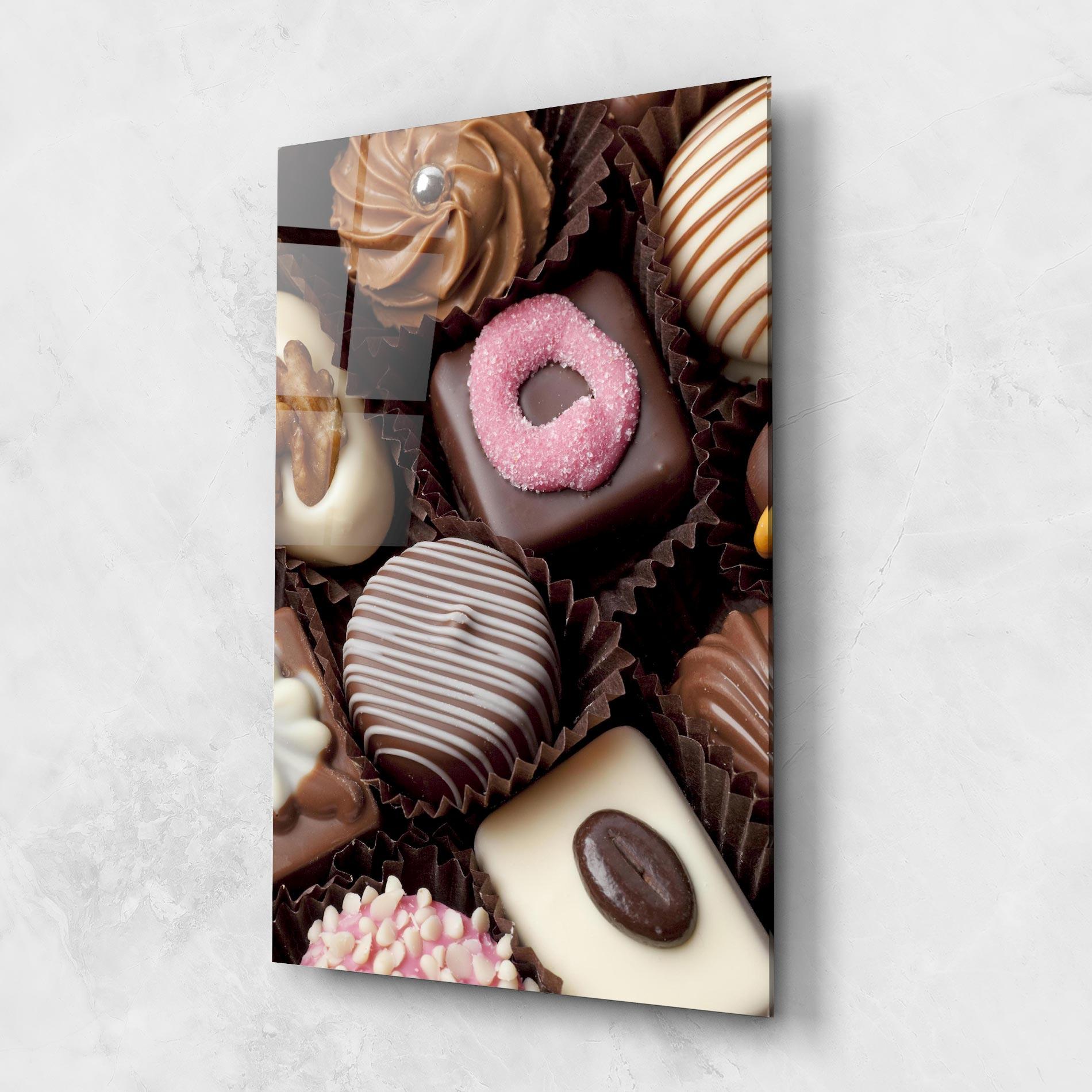 Стъклена картина Chocolate Bonbons mockup 1