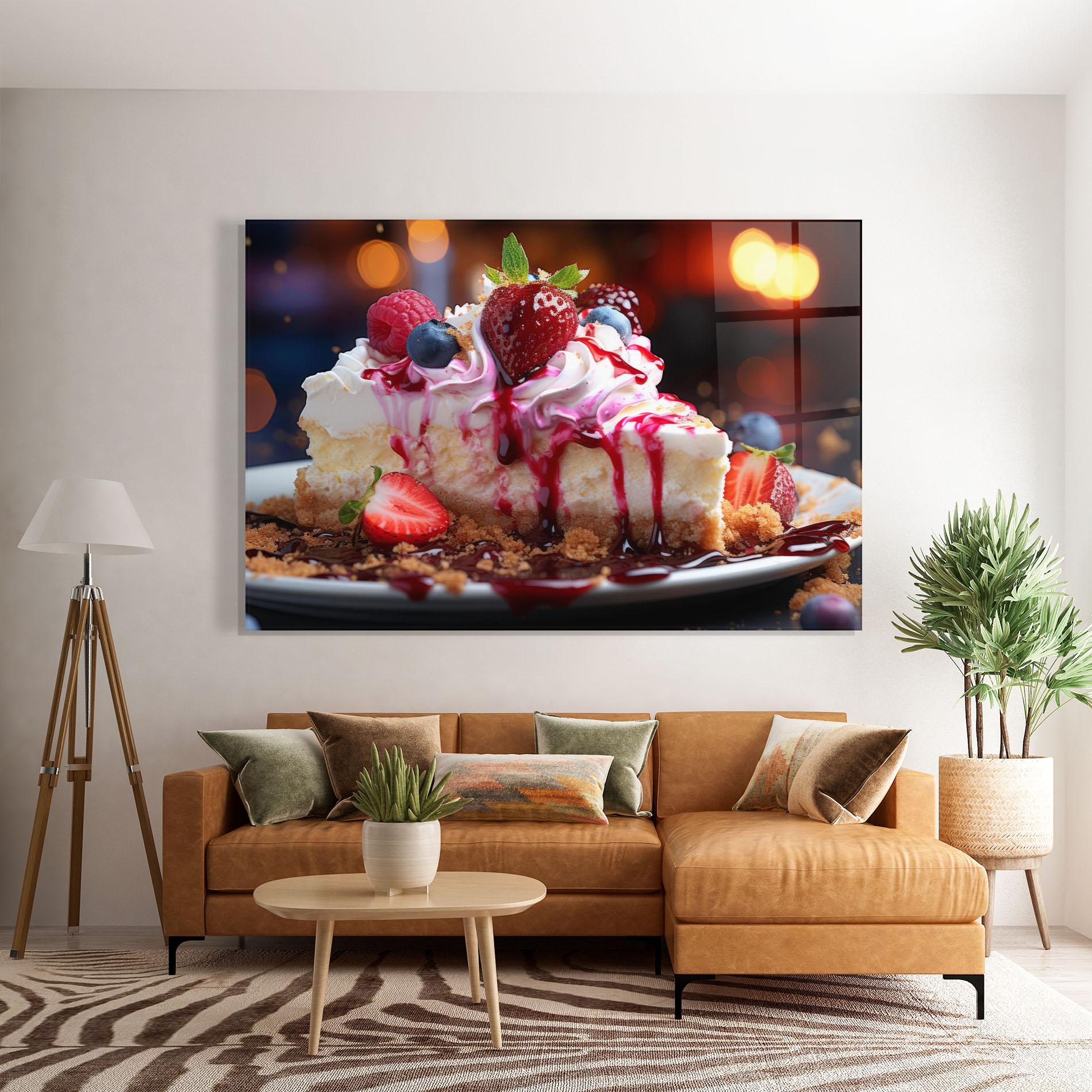 Стъклена картина Cheesecake Berries mockup 7