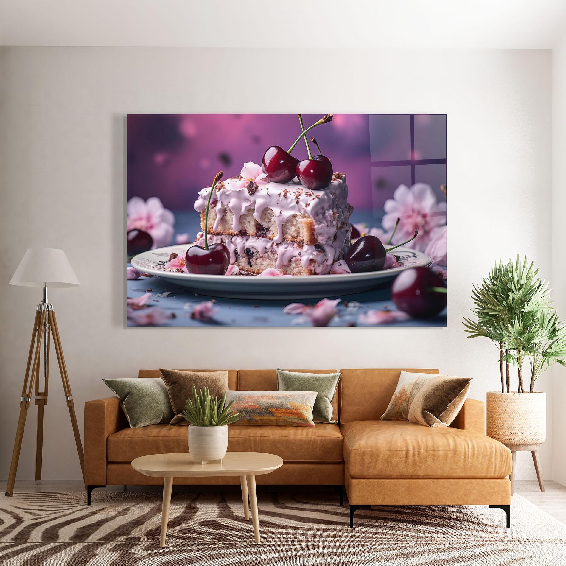 Стъклена картина Cherries Plate mockup 7