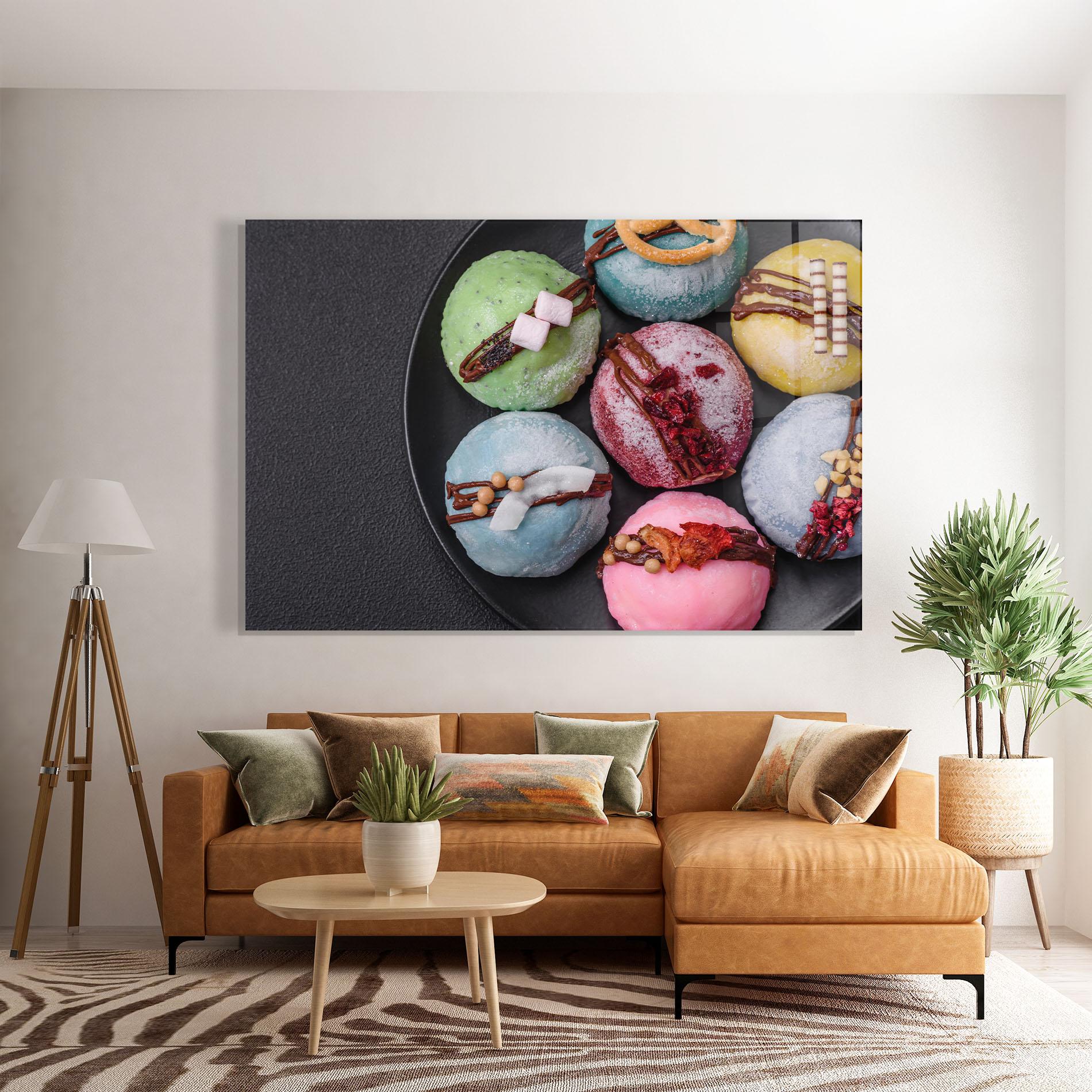 Стъклена картина Colorful Mochi Desserts mockup 7