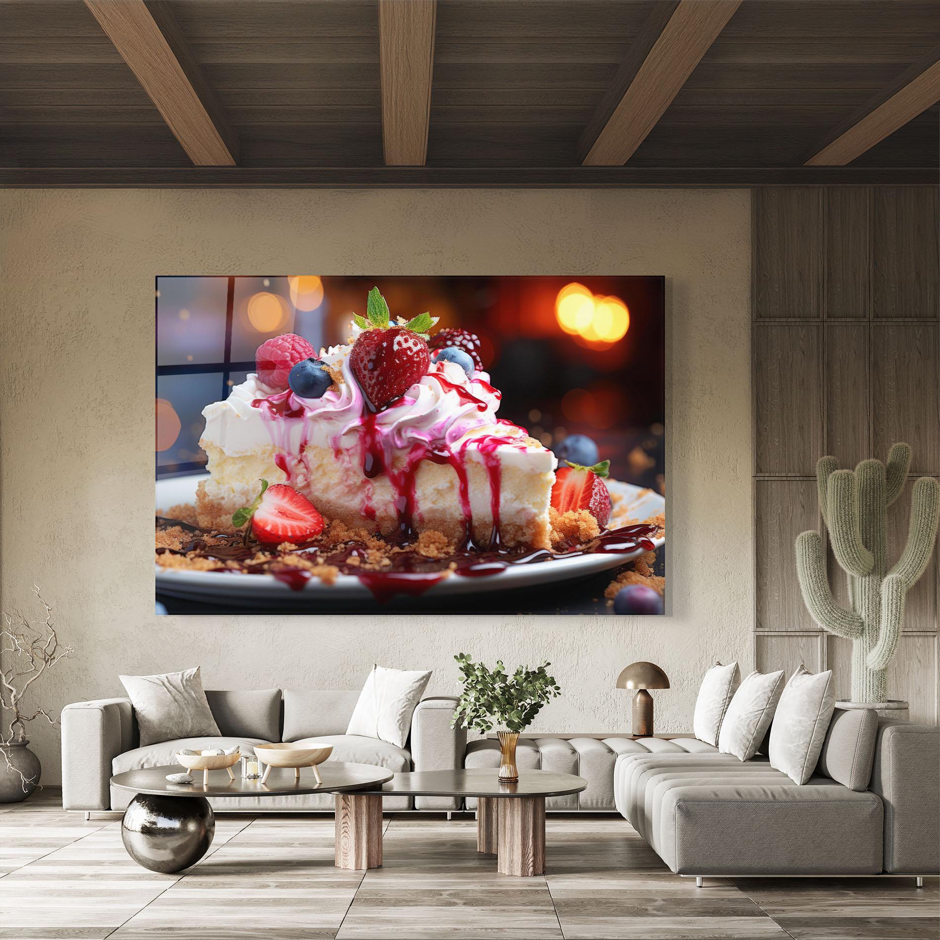 Стъклена картина Cheesecake Berries mockup 8