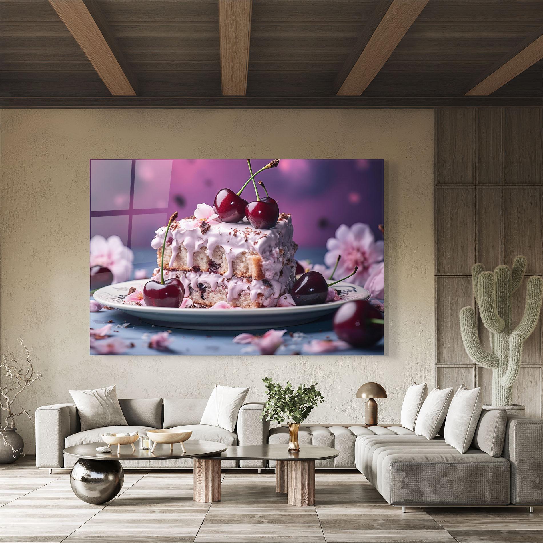 Стъклена картина Cherries Plate mockup 8