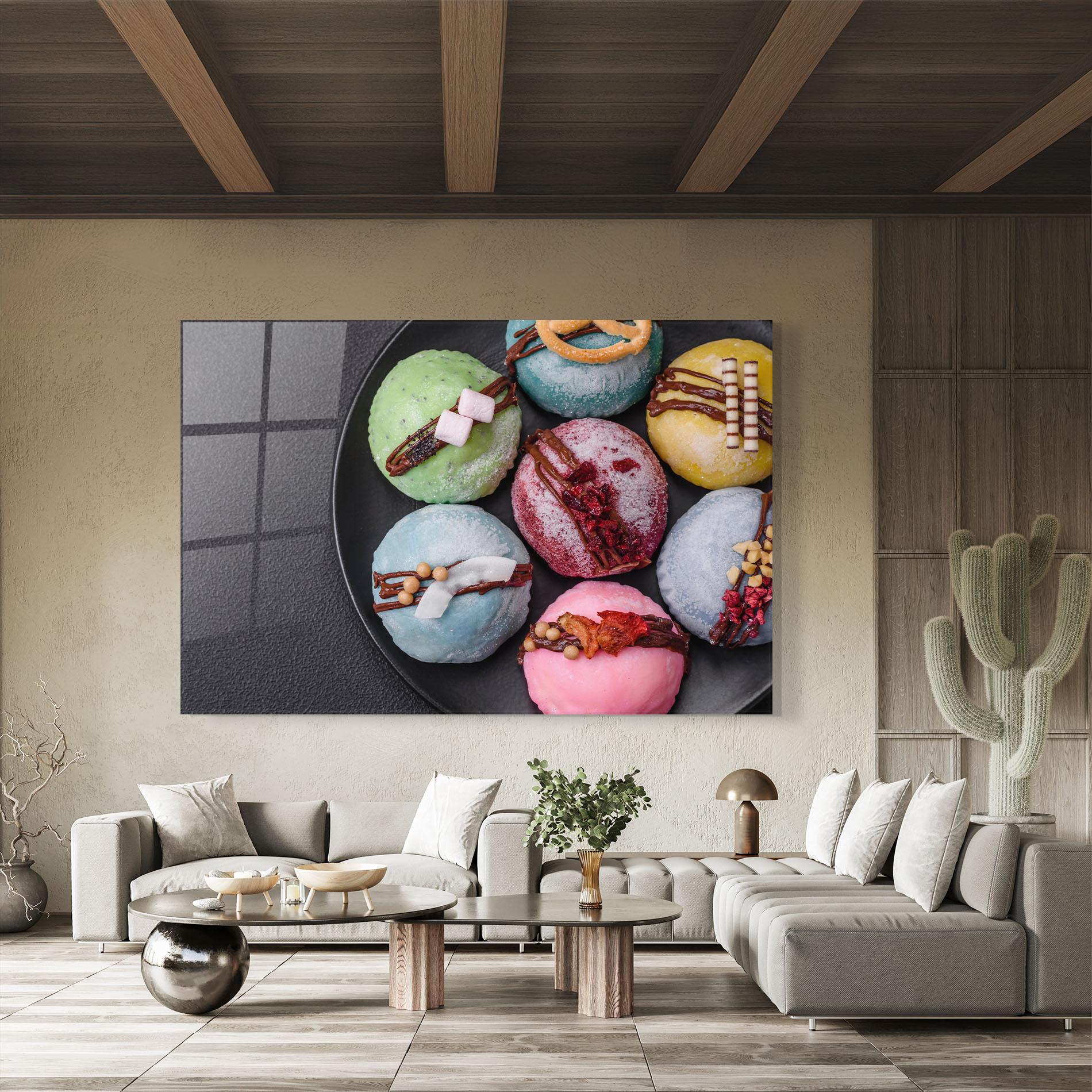 Стъклена картина Colorful Mochi Desserts mockup 8