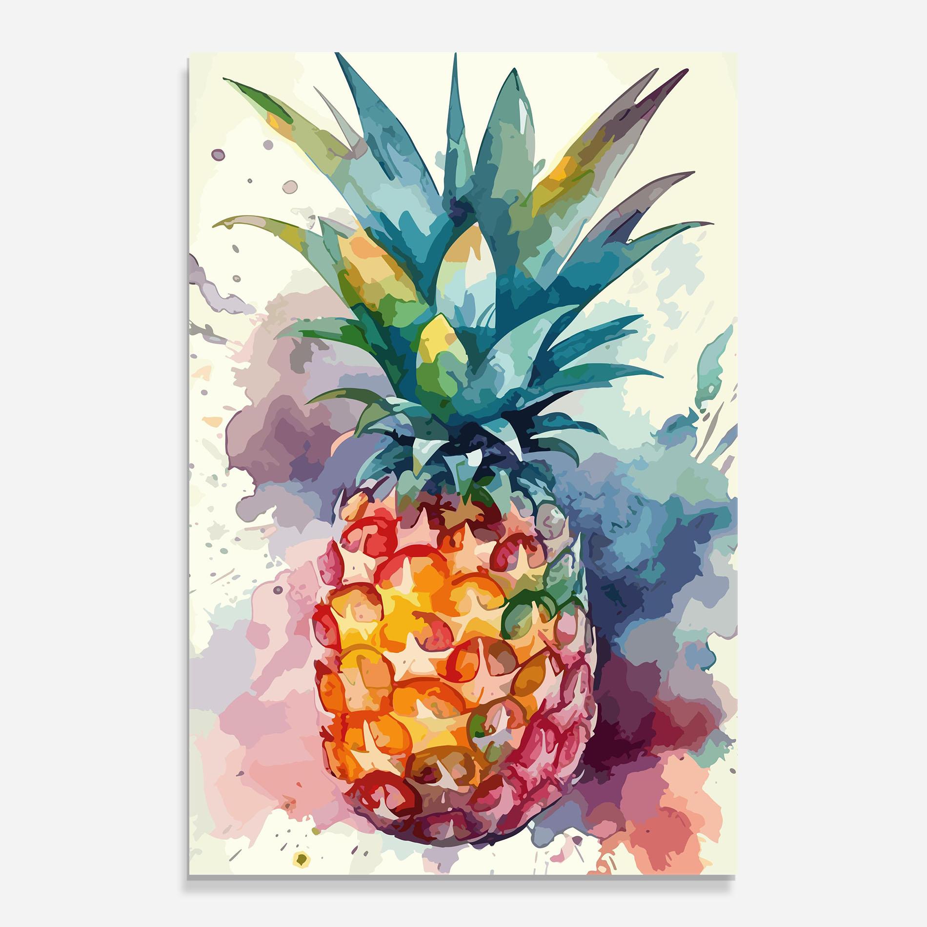 Стъклена картина Colorful Pineapple mockup 0