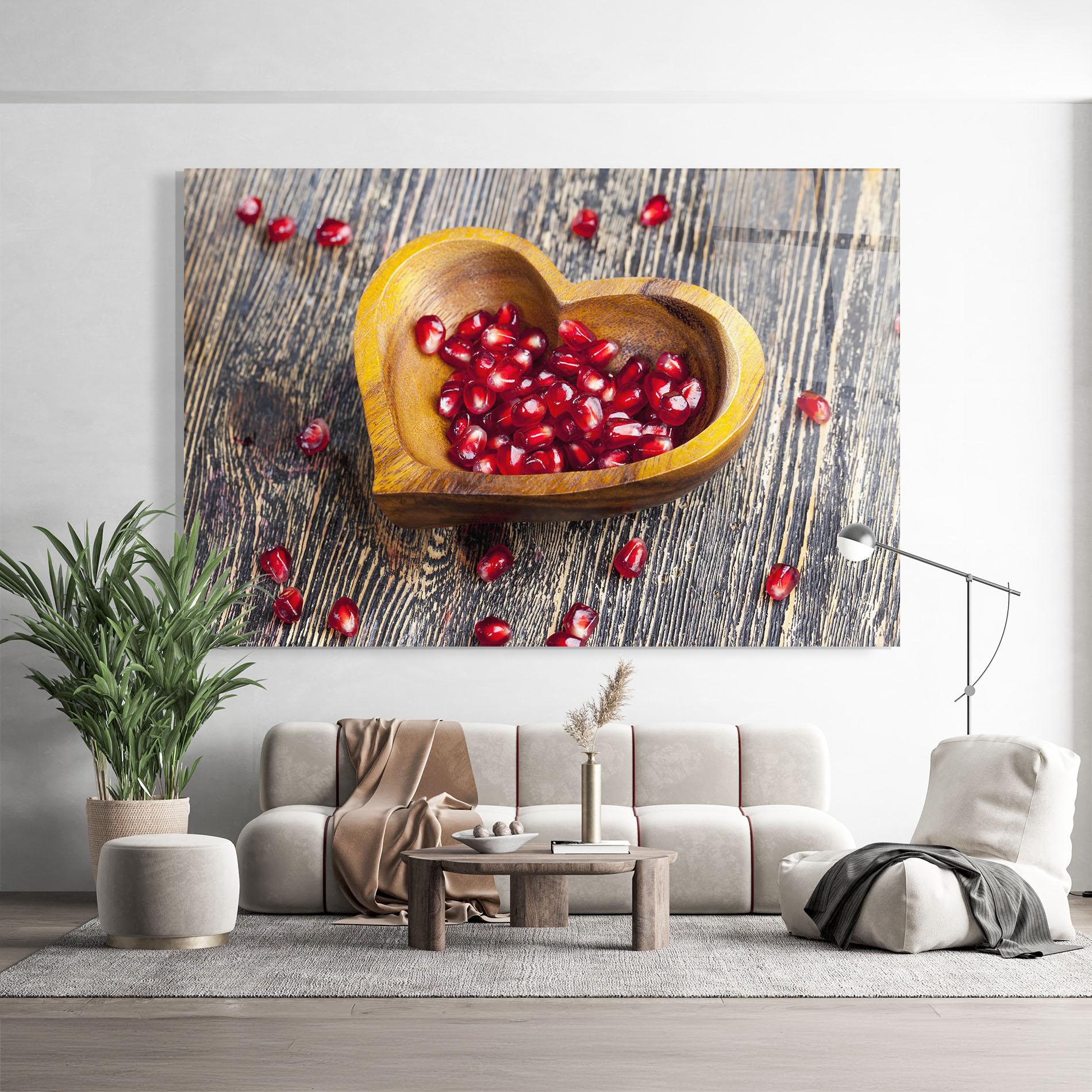 Стъклена картина Heart Pomegranate Seeds mockup 9