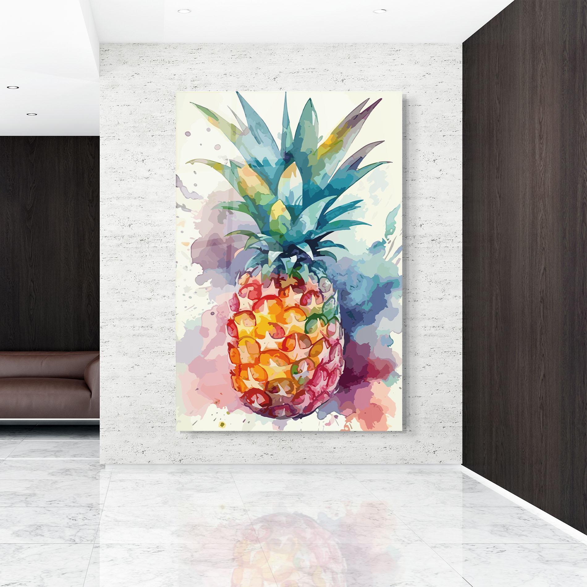 Стъклена картина Colorful Pineapple mockup 9