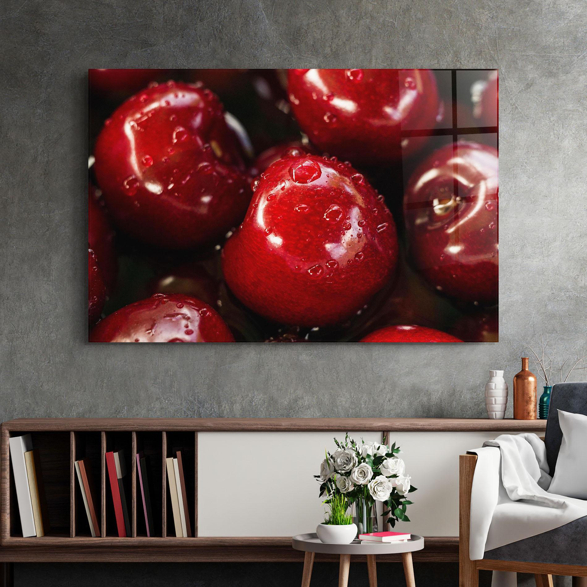 Стъклена картина Cherries mockup 2