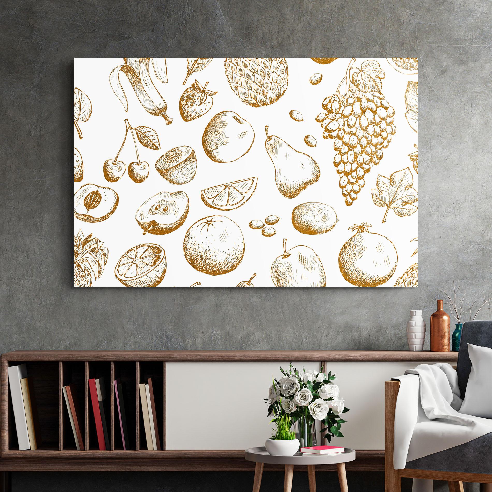 Стъклена картина Floating Fruits mockup 2