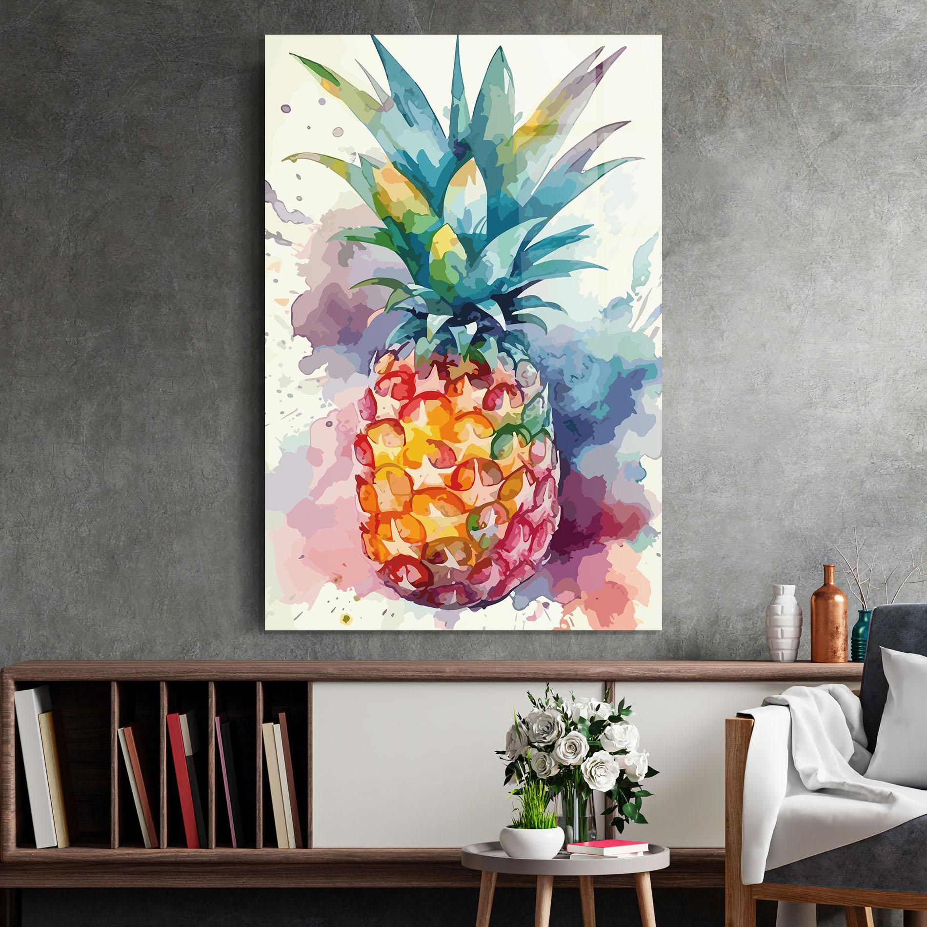 Стъклена картина Colorful Pineapple mockup 2