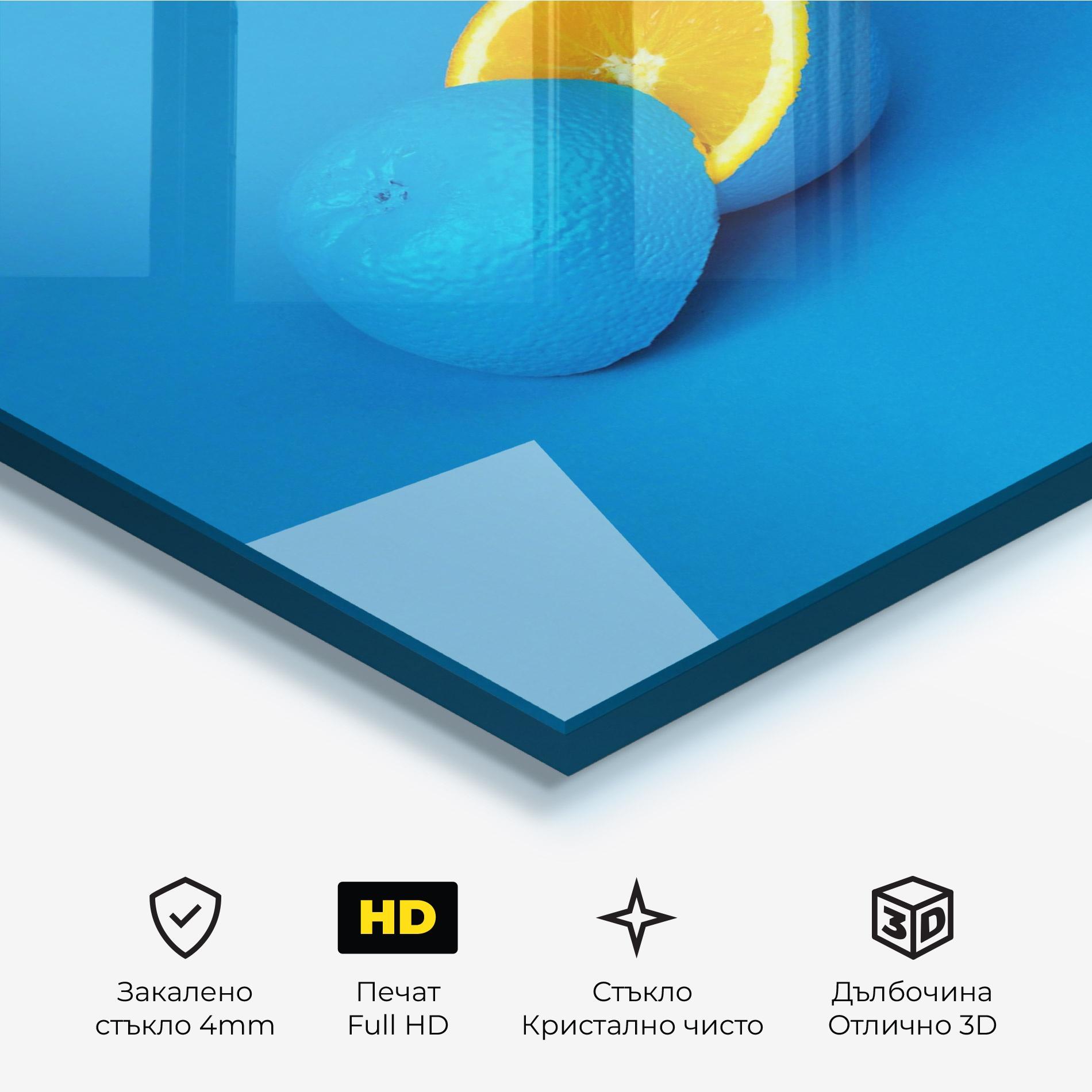 Стъклена картина Blue Orange mockup 3