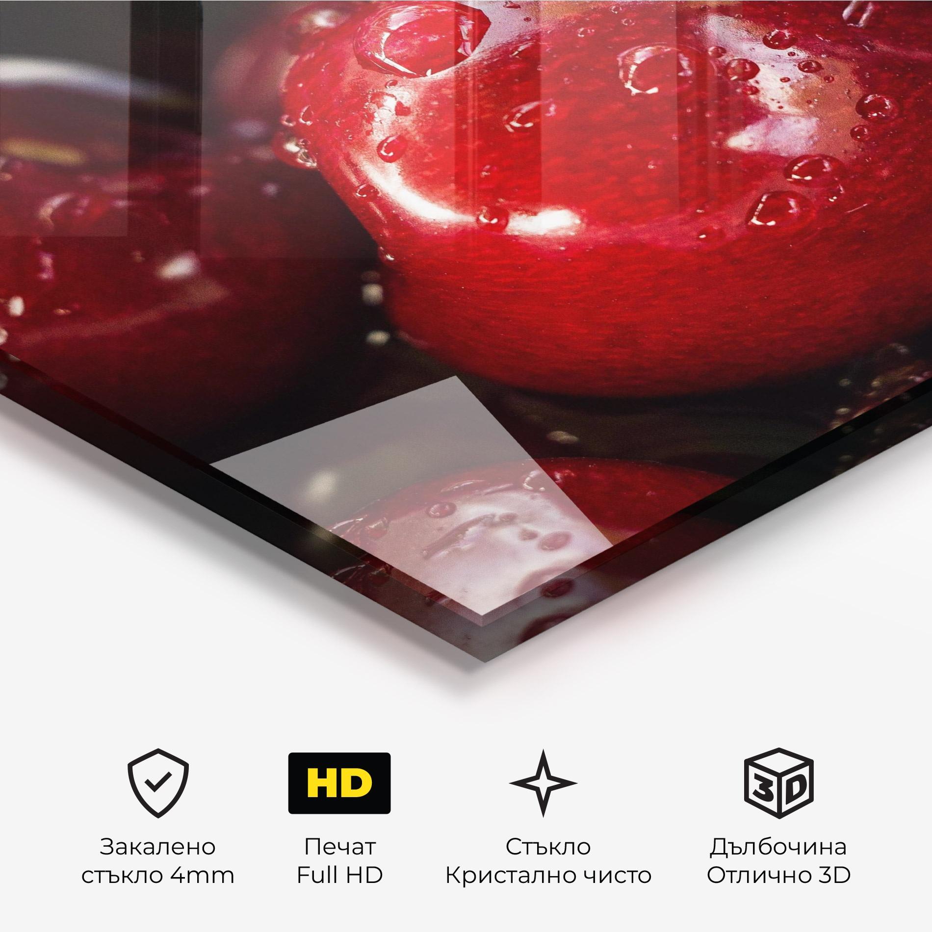Стъклена картина Cherries mockup 3