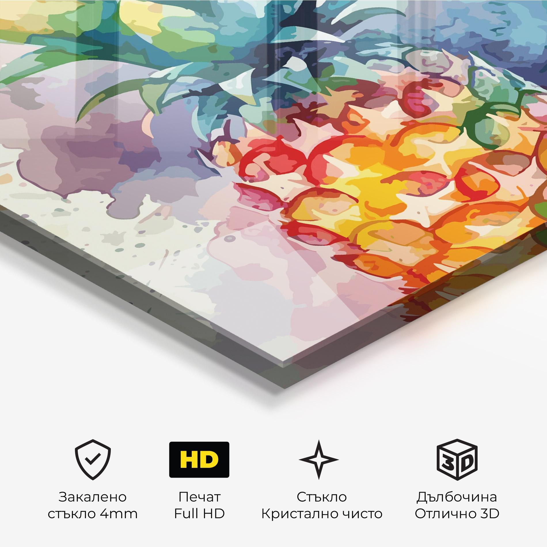 Стъклена картина Colorful Pineapple mockup 3