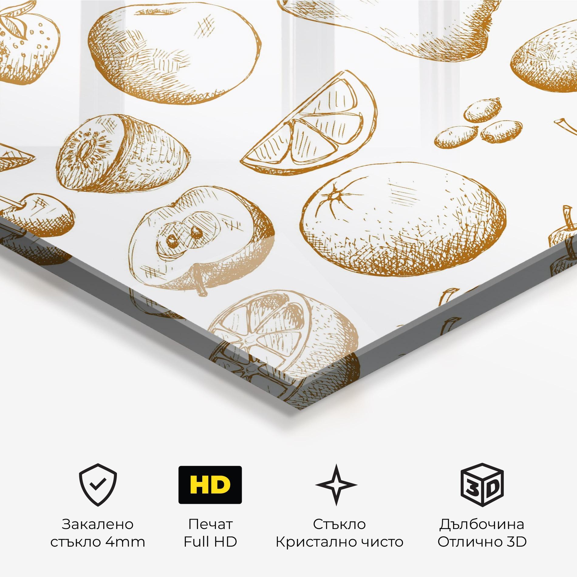 Стъклена картина Floating Fruits mockup 3