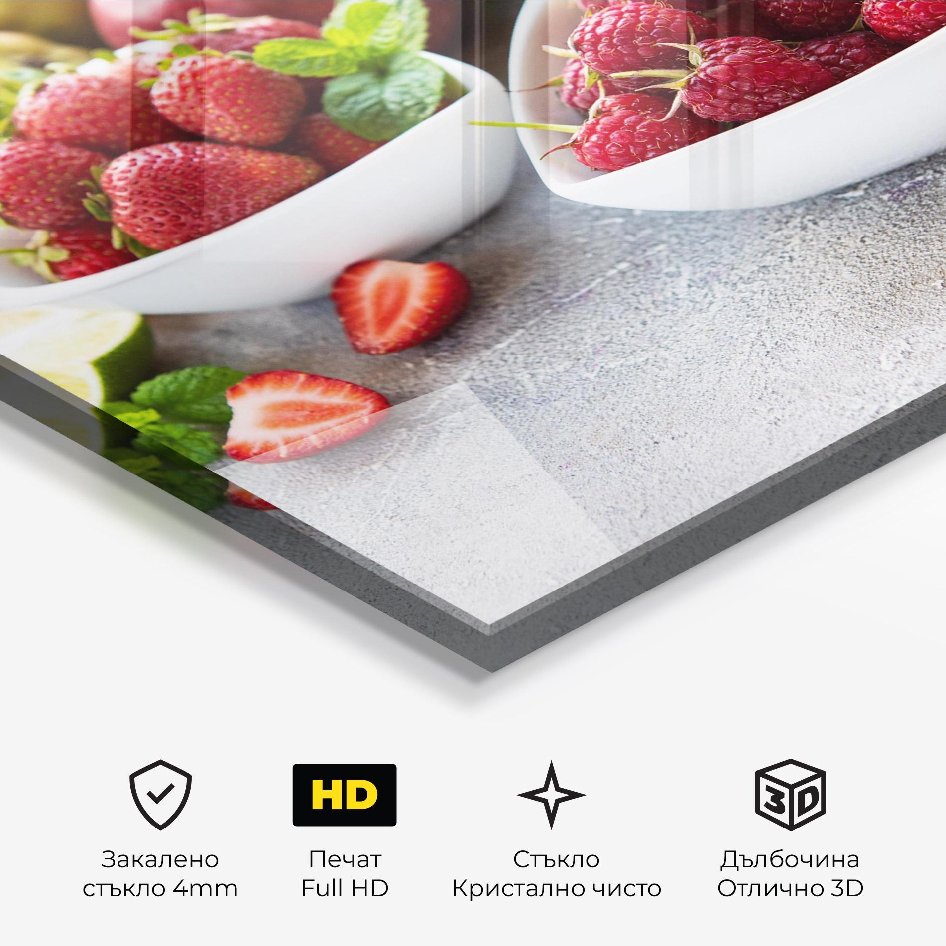 Стъклена картина Heart Fresh Fruits mockup 3