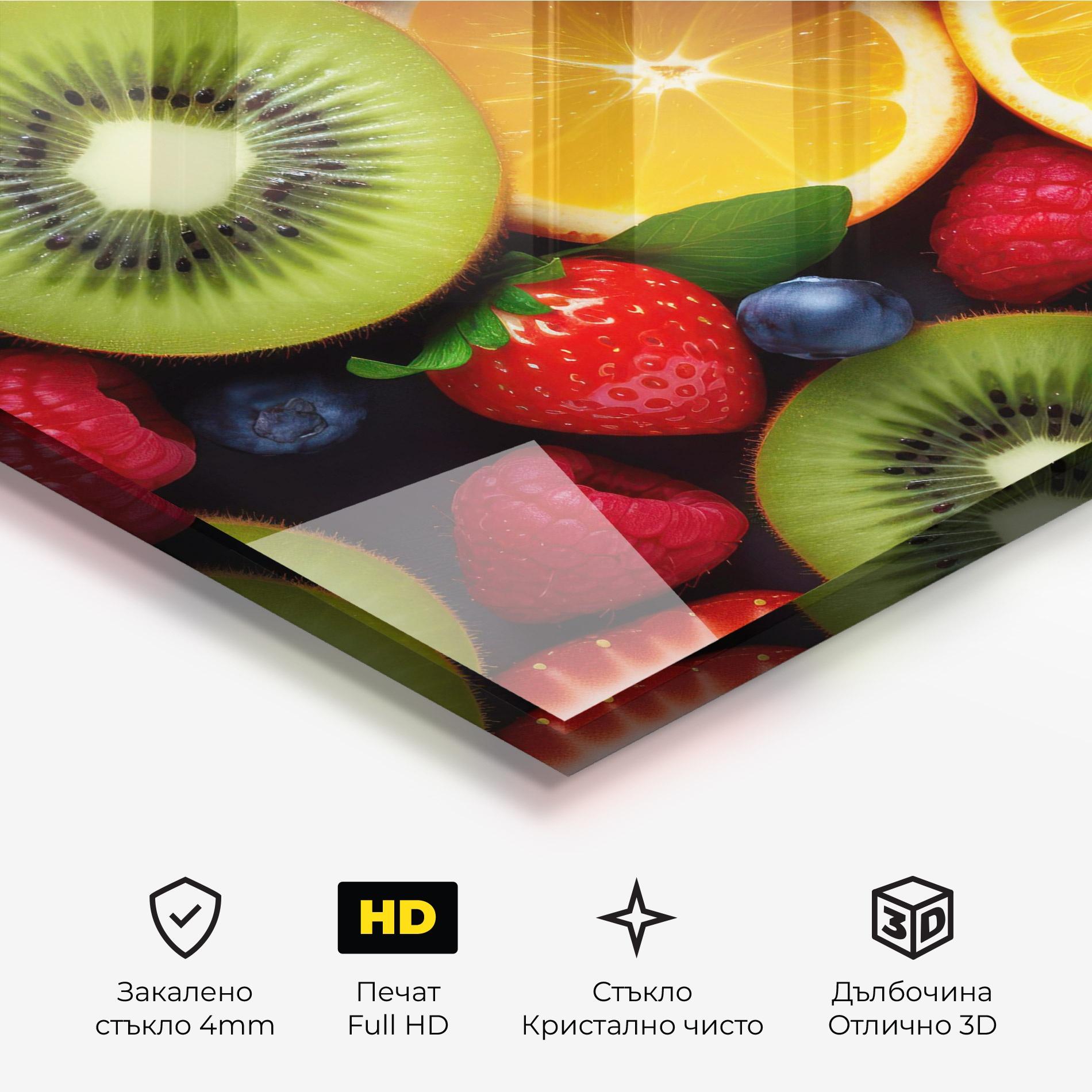 Стъклена картина Kiwi Fruit Mix mockup 3