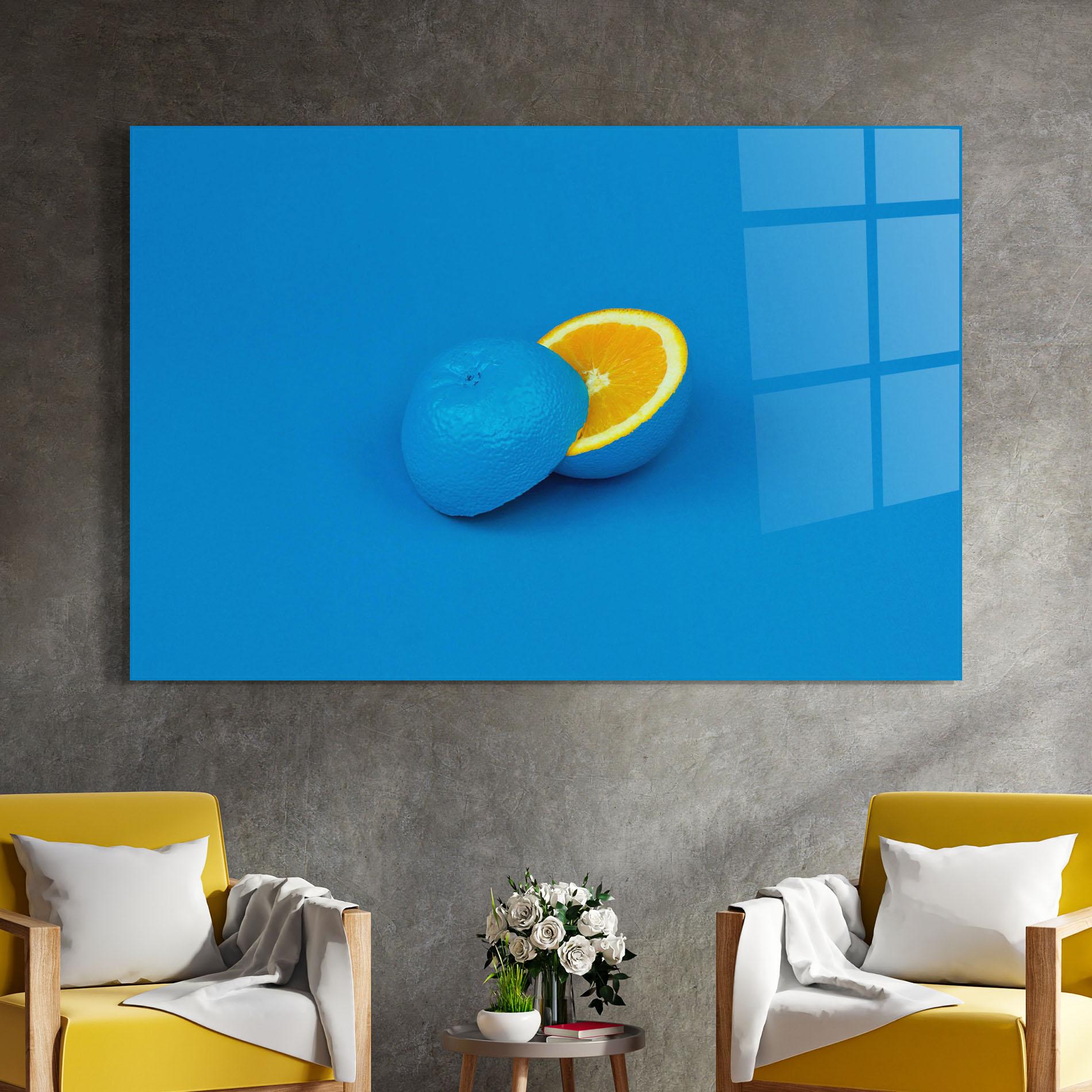 Стъклена картина Blue Orange mockup 4