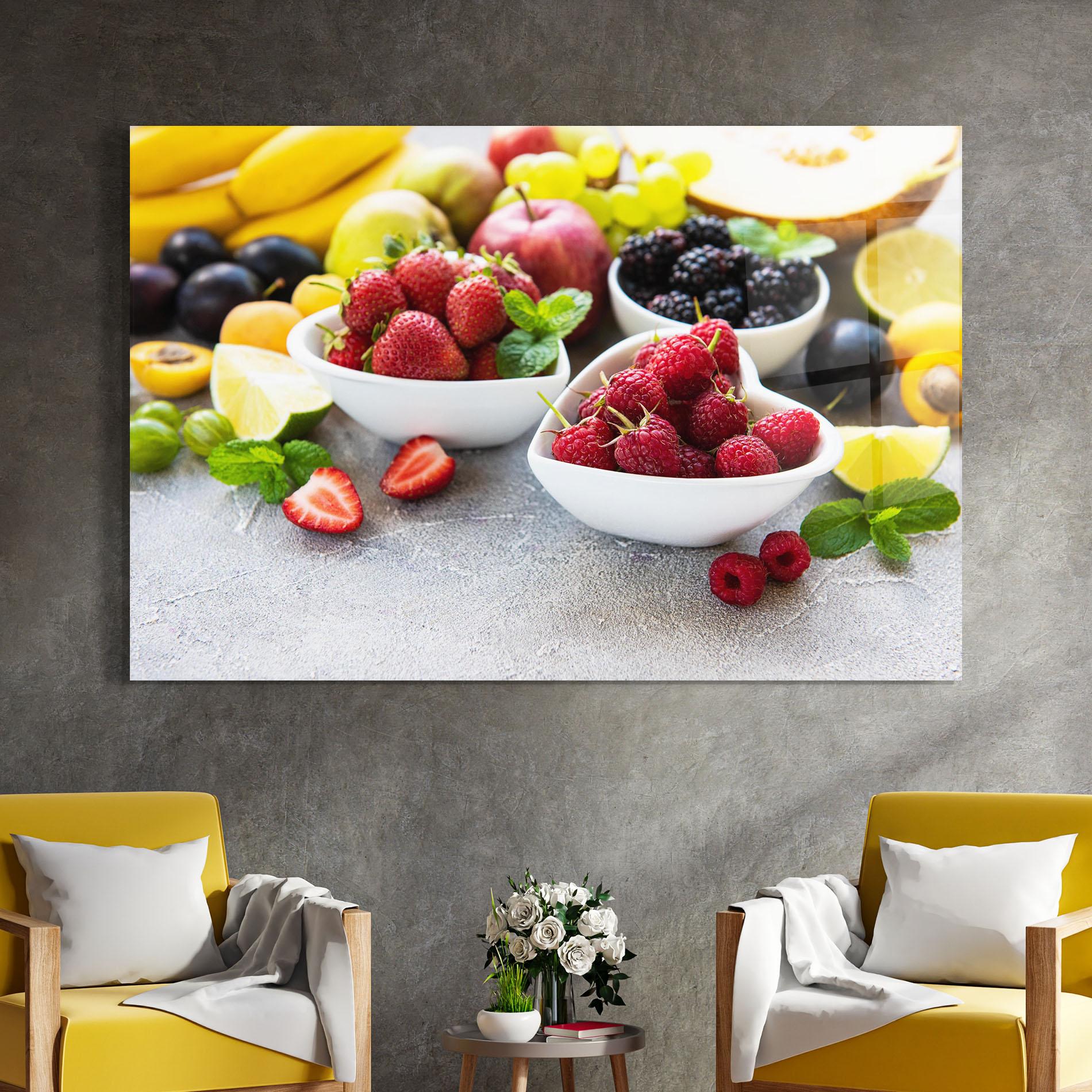 Стъклена картина Heart Fresh Fruits mockup 4