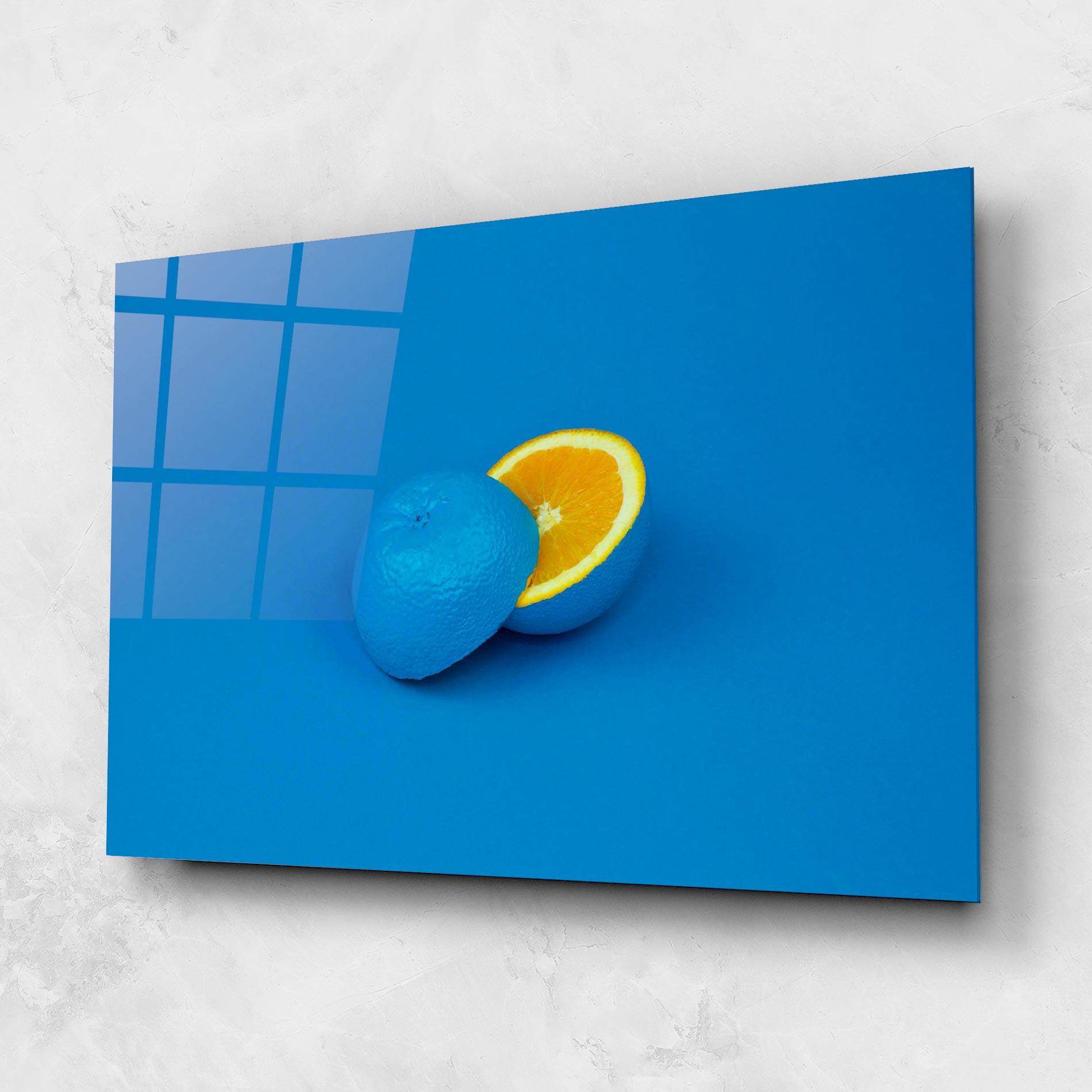 Стъклена картина Blue Orange mockup 1