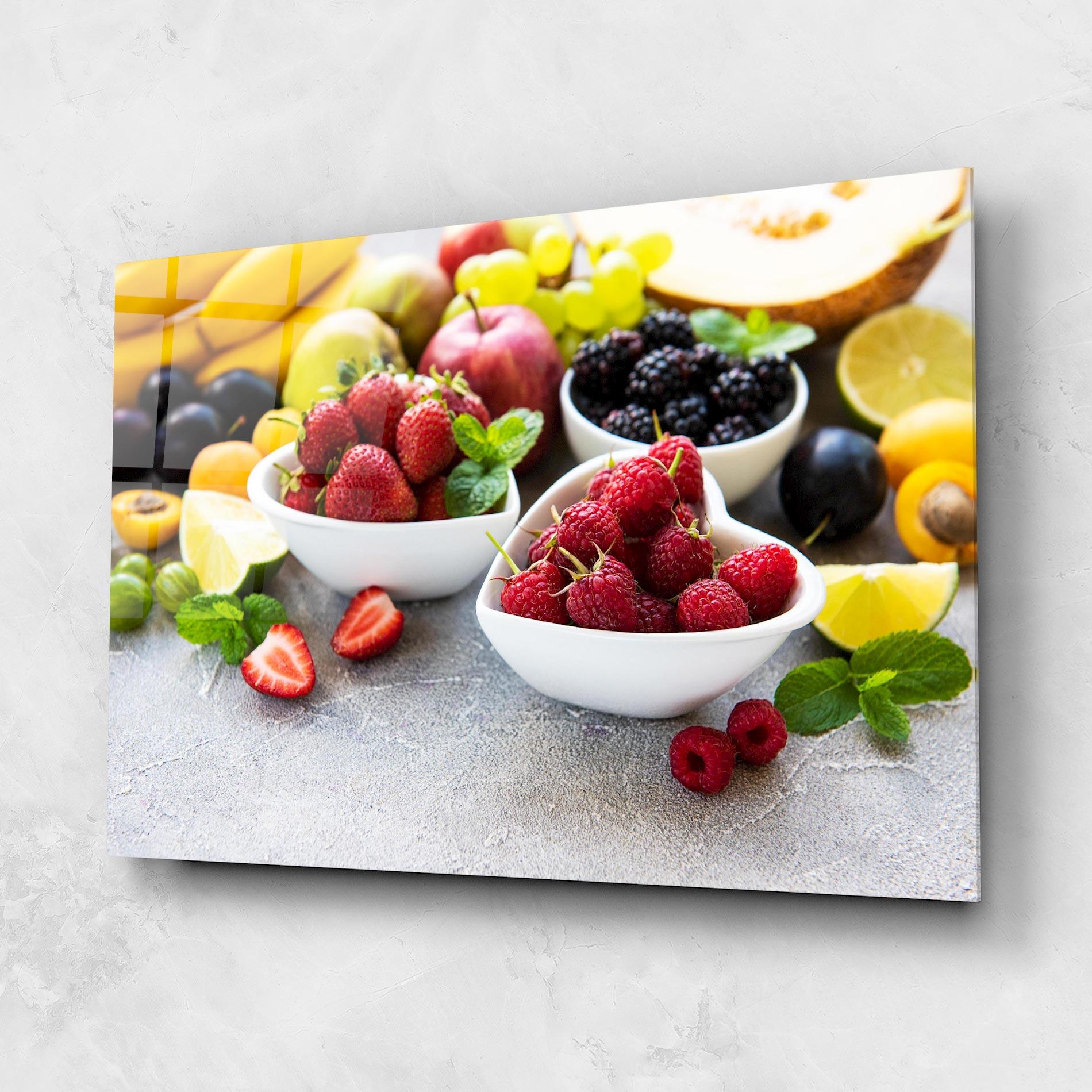 Стъклена картина Heart Fresh Fruits mockup 1