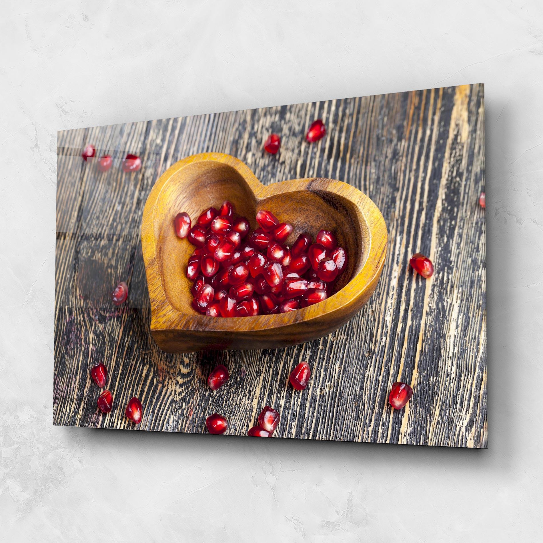 Стъклена картина Heart Pomegranate Seeds mockup 1