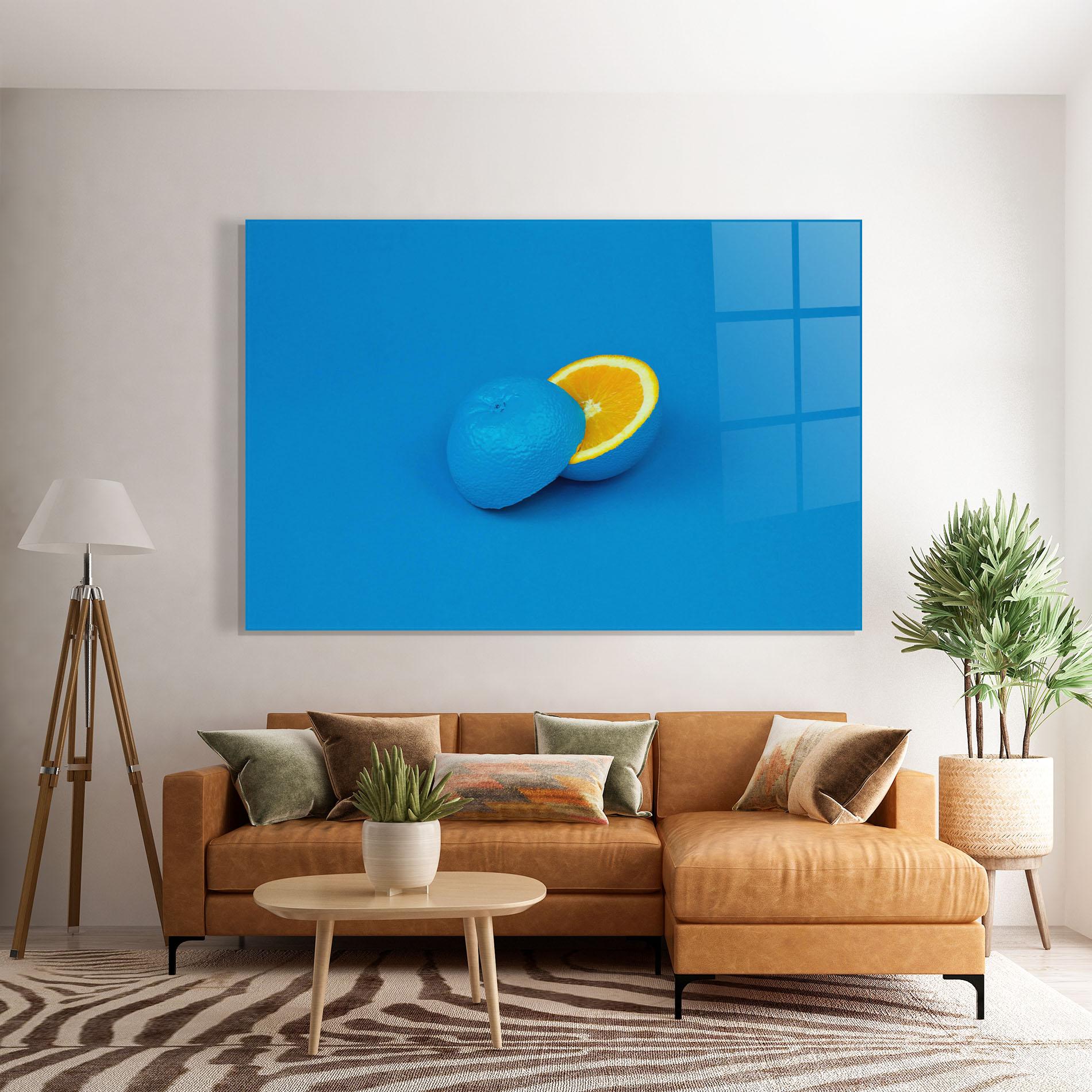 Стъклена картина Blue Orange mockup 7