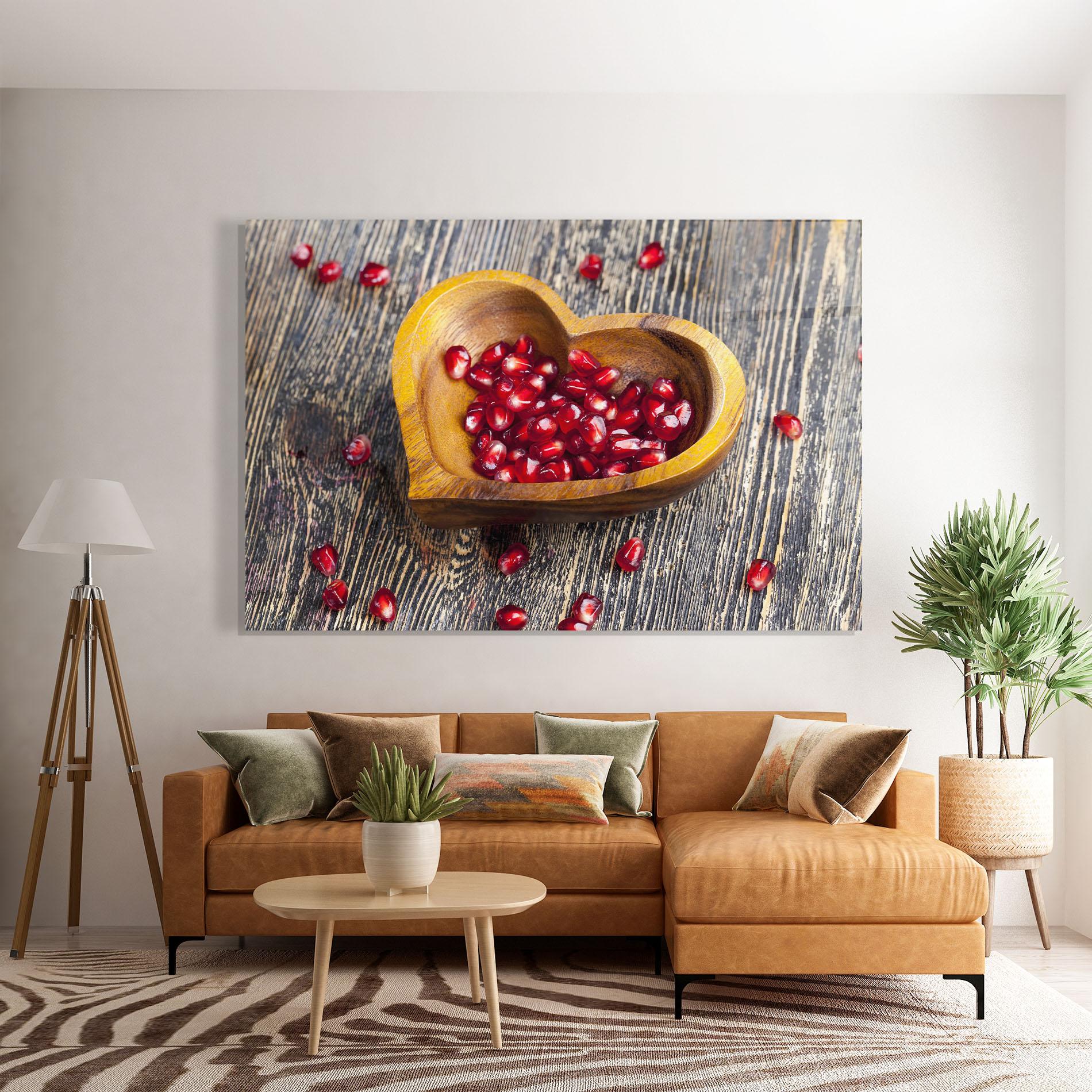 Стъклена картина Heart Pomegranate Seeds mockup 7