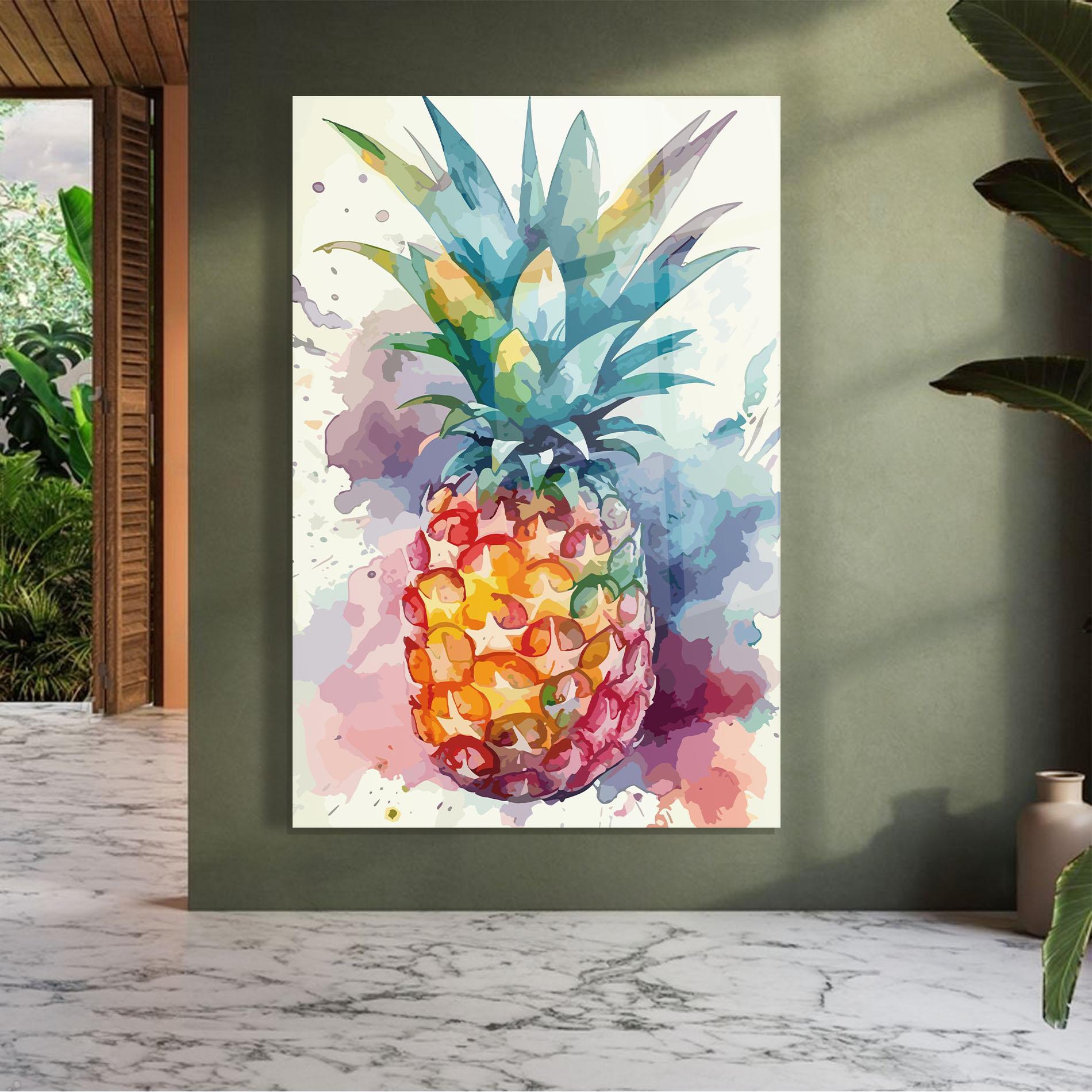 Стъклена картина Colorful Pineapple mockup 7