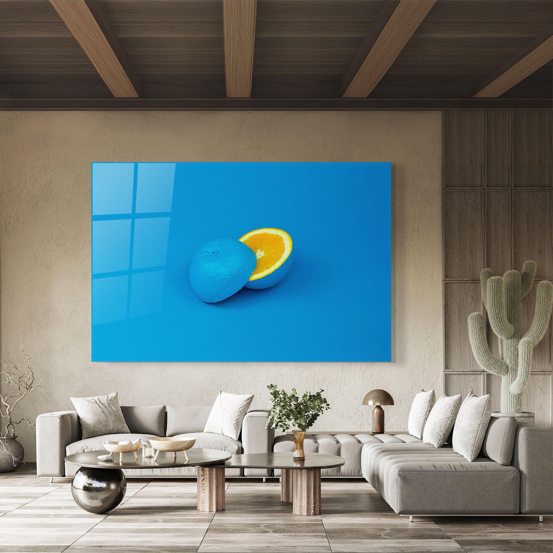 Стъклена картина Blue Orange mockup 8
