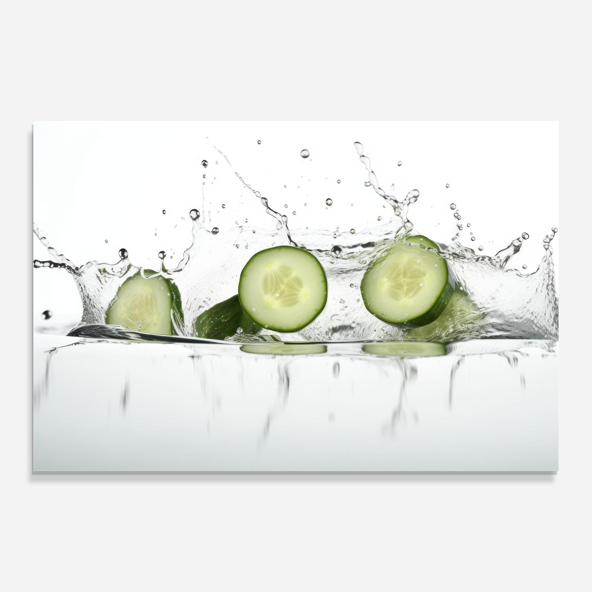Стъклена картина Cucumber Cool Splash mockup 0