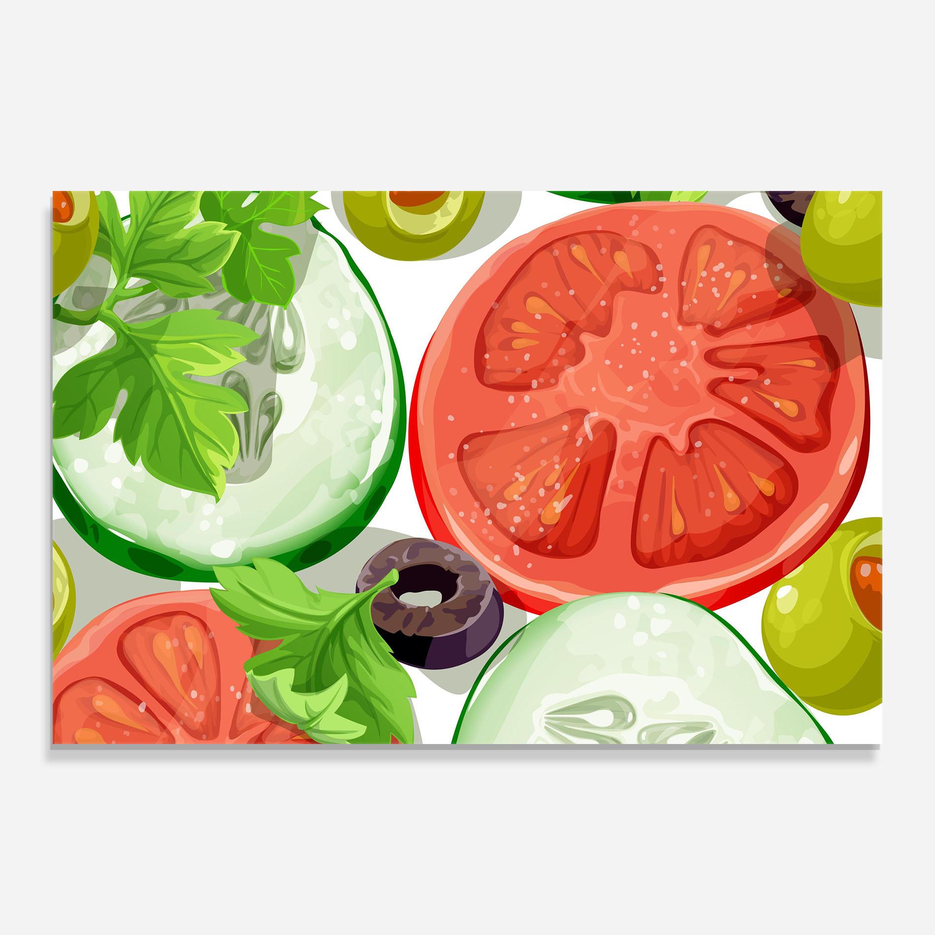 Стъклена картина Cucumber Tomatoes mockup 0