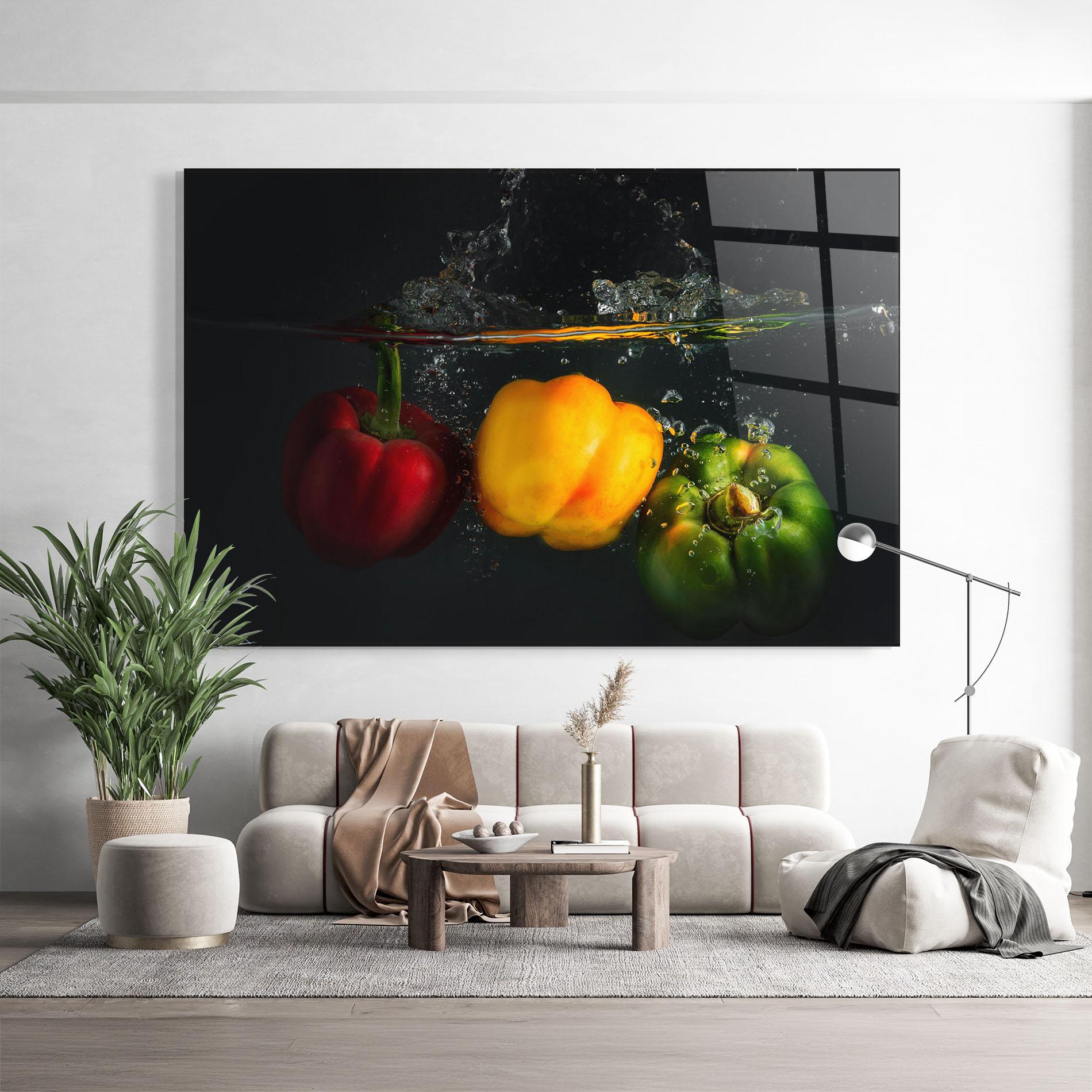 Стъклена картина Cool Bellpepper Splash mockup 9