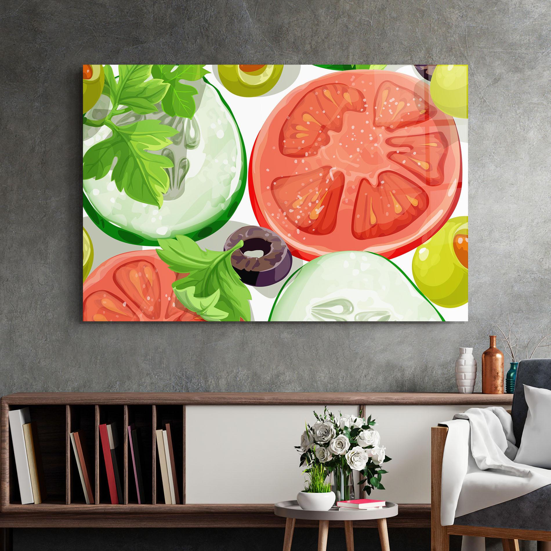 Стъклена картина Cucumber Tomatoes mockup 2
