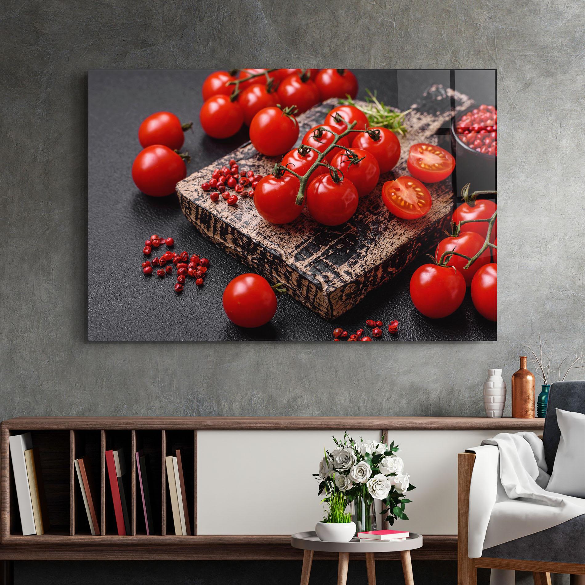 Стъклена картина Fresh Cherry Tomatoes mockup 2