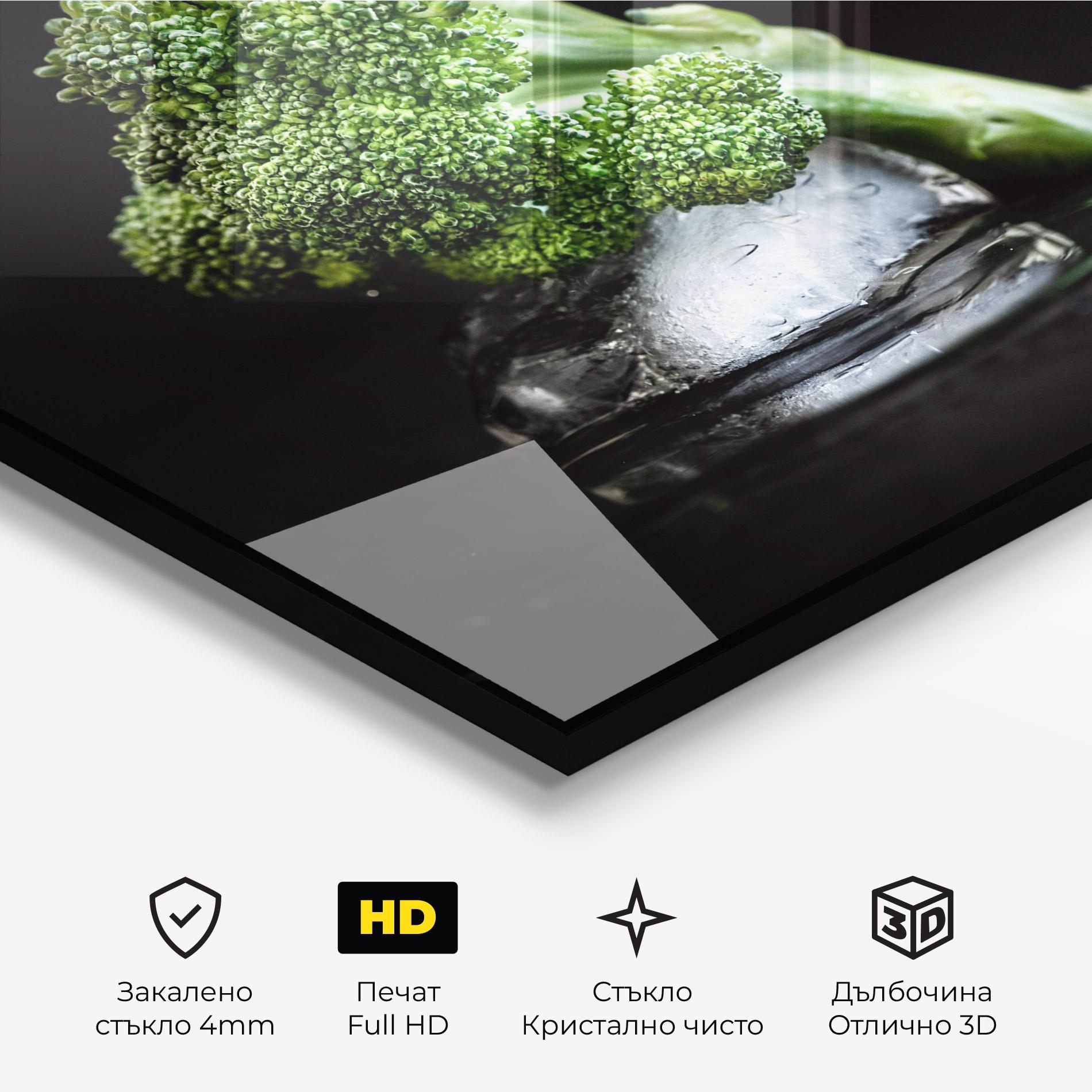 Стъклена картина Broccoli Water mockup 3